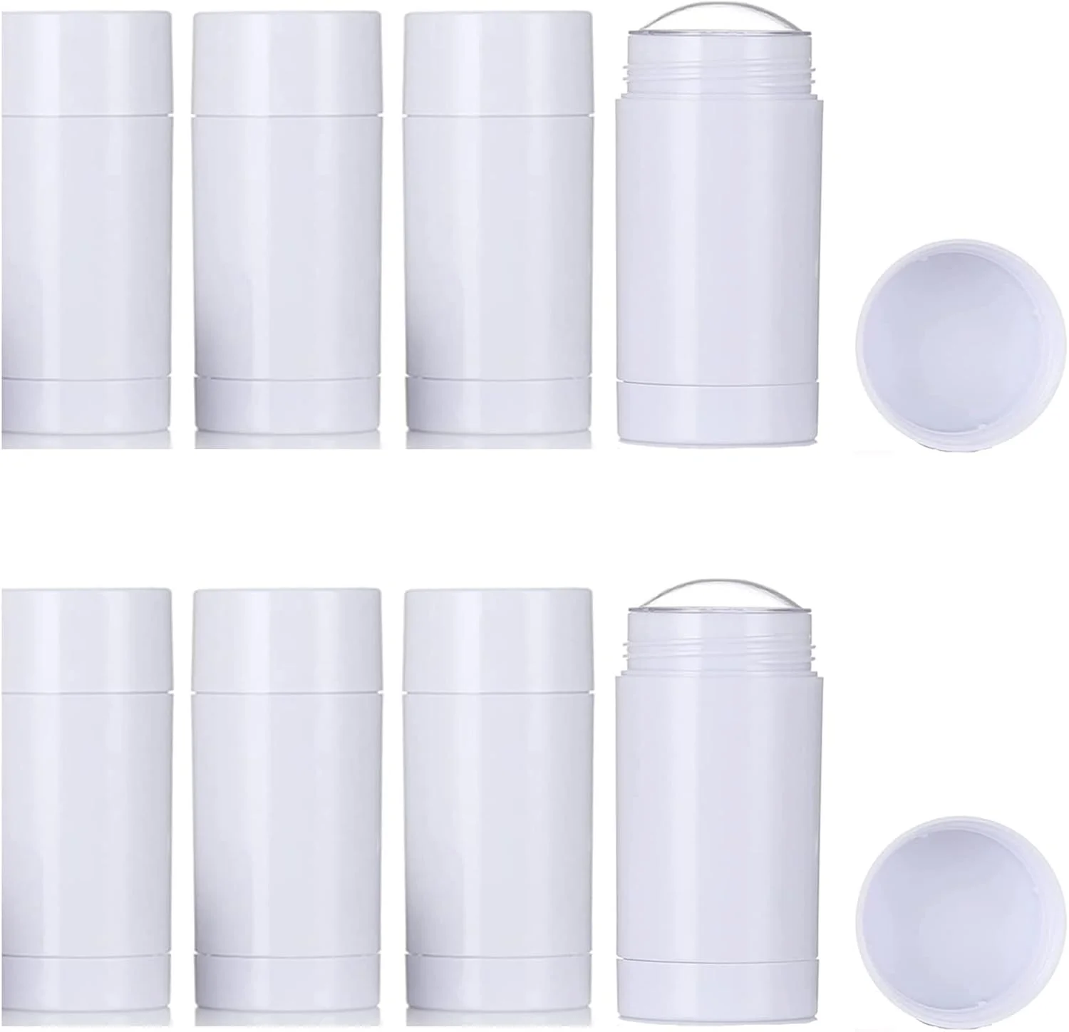 ظرف های خالی دئودورانت گرد مینسیلی، بسته 10 عددی، 30 میلی لیتری، ظرف پلاستیکی چرخشی برای پر کردن دئودورانت، لوله های سفید بالم لب، بطری های دئودورانت قابل شارژ 1 اونسی، دئودورانت رژ لب مدادی