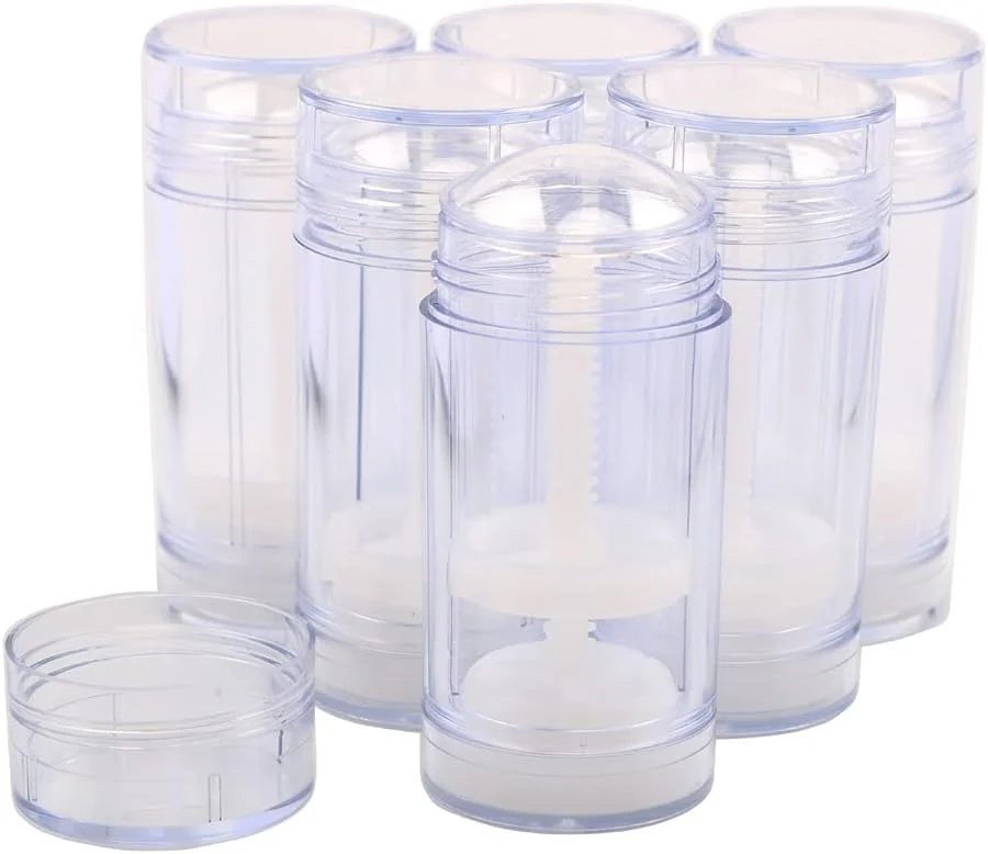 ظروف دئودورانت شفاف Wresty، 30 میلی‌لیتری، بطری‌های پلاستیکی خالی دئودورانت چرخشی، بطری‌های آرایشی پر شده از پایین، چسب لوازم آرایشی DIY، لوله‌های بالم لب (6 عدد)