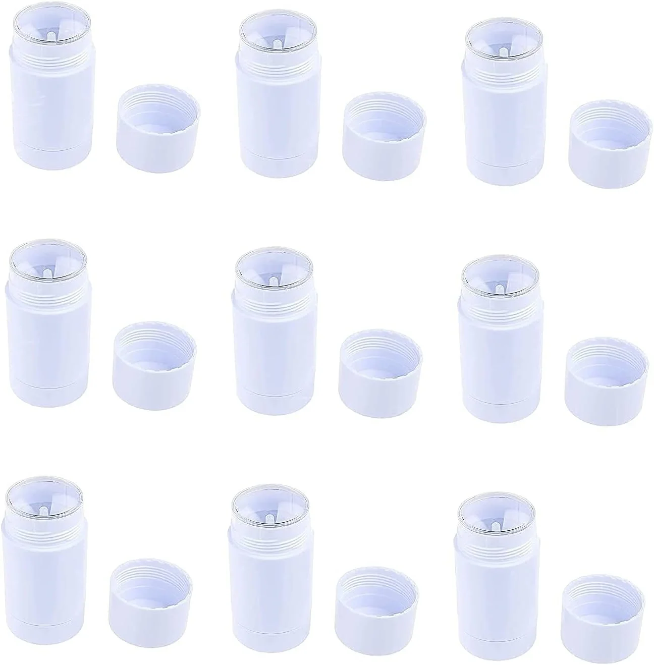 هلتکام 10 عدد ظرف پلاستیکی دئودورانت 30 میلی لیتری، لوله های گرد بالم لب، استیک پر کننده چرخشی 1 اونس، بطری های پلاستیکی دئودورانت قابل شارژ مجدد، لوازم آرایشی برای دئودورانت، رژ لب، مداد شمعی و چسب لب DIY (سفید)