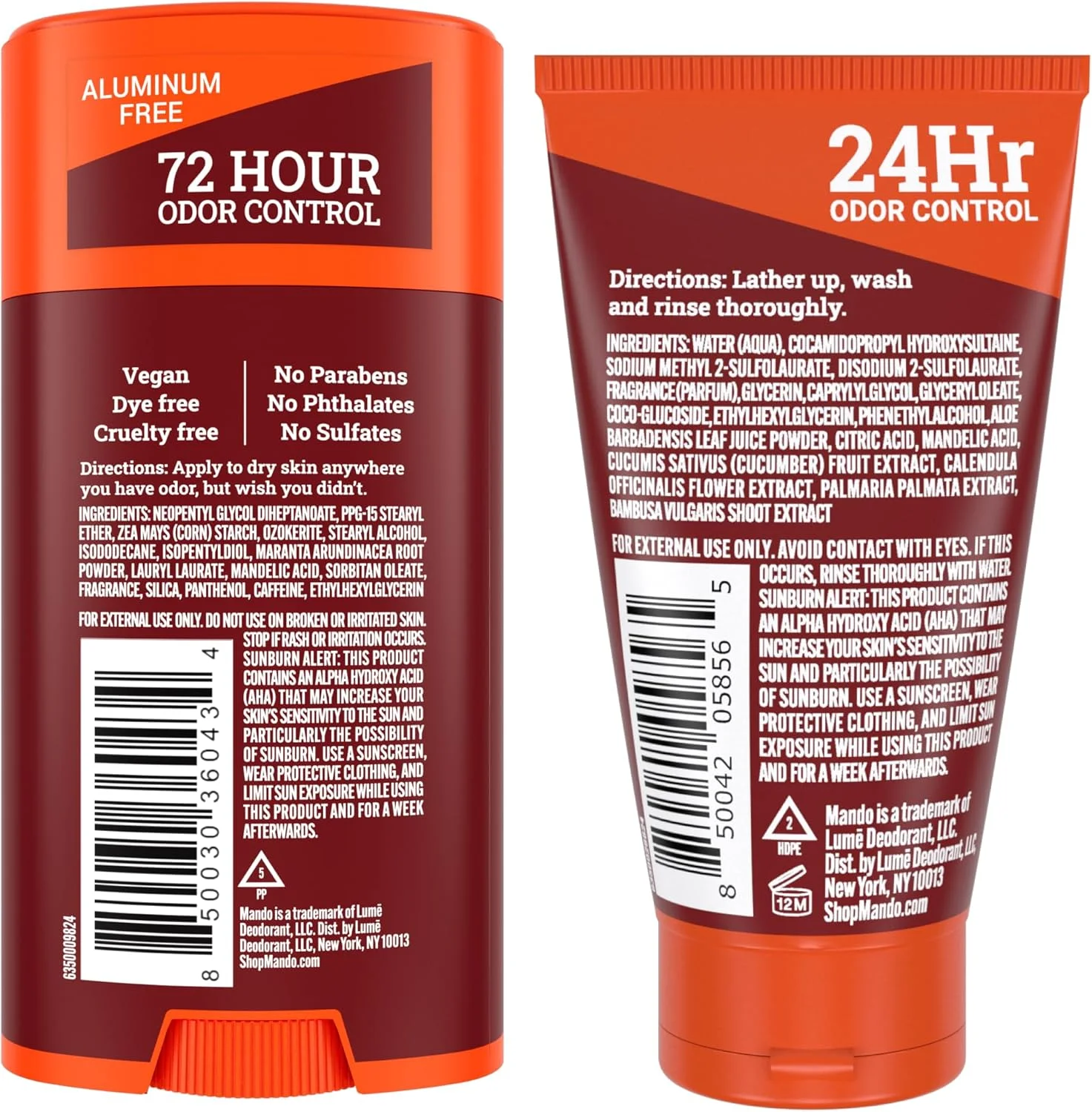 مام استیک جامد نرم مندو (74 گرم) + بادی واش اسیدی (42 گرم) - از نظر بالینی ثابت شده است که بوی بد را در تمام طول روز مسدود می کند - ایمن برای کل بدن، زیر بغل، کشاله ران + پاها (چرم بوربن)