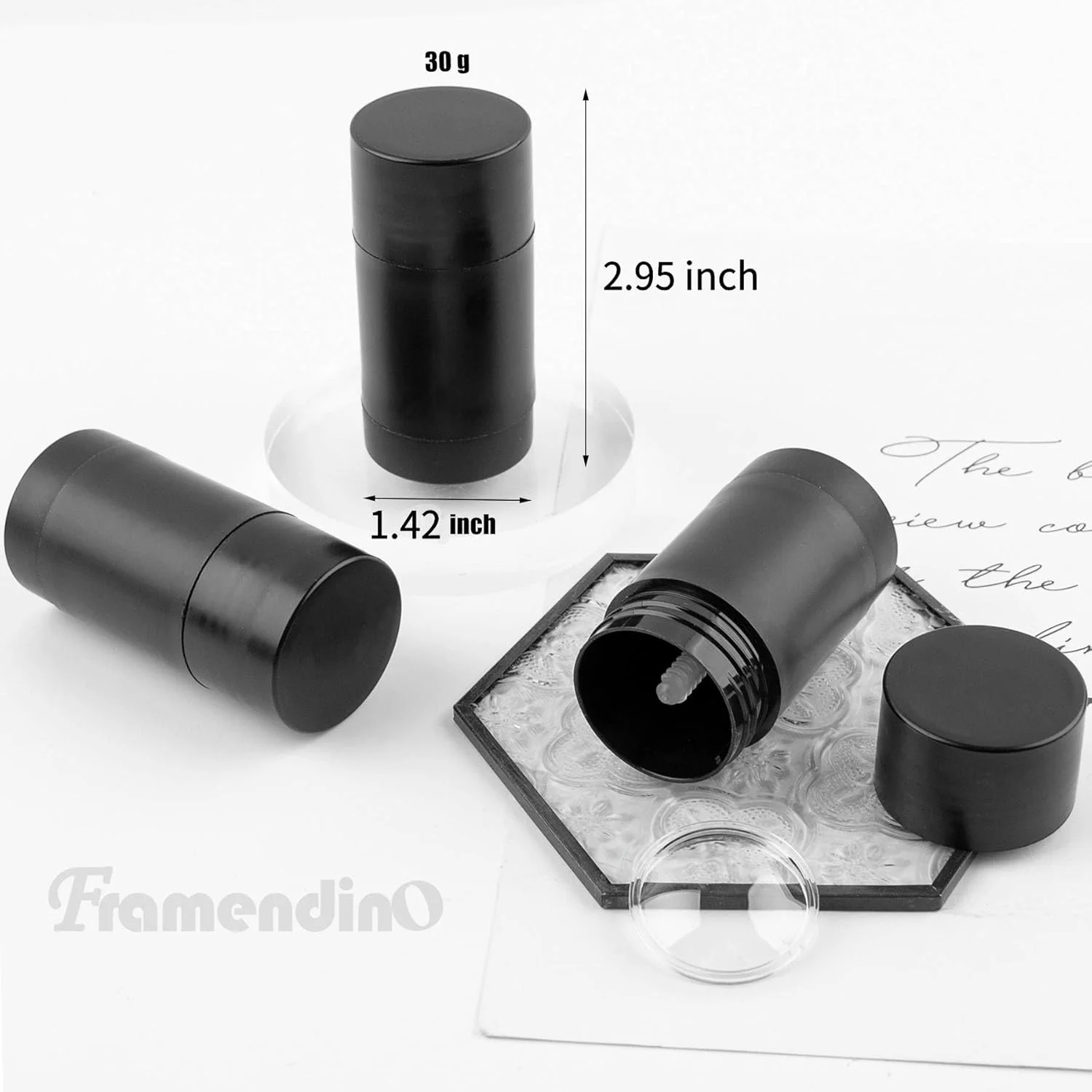 Framendino، بسته 10 عددی ظروف خالی دئودورانت 30 گرمی، لوله های پلاستیکی گرد دئودورانت برای ساخت رژ لب