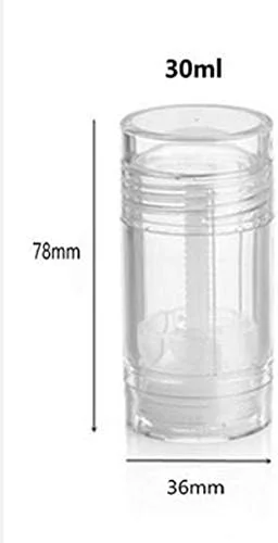 ظروف دئودورانت پلاستیکی شفاف و خالی Glasstore، ظرف دئودورانت استیکی گرد با قابلیت پر شدن از پایین، لوله استیکی چرخشی (C)