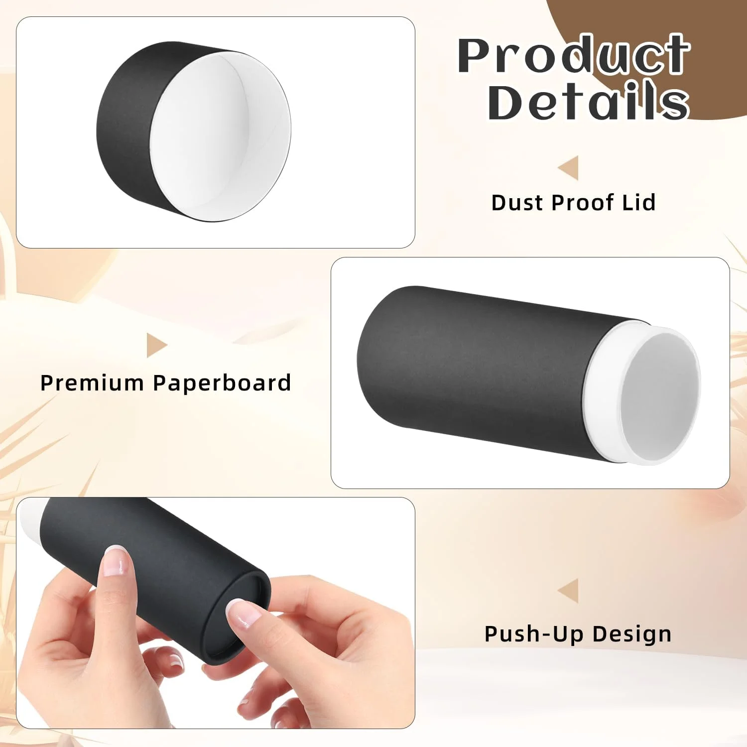10 عدد لوله مقوایی دئودورانت 75 گرمی/2.5 اونسی، لوله های مقوایی قابل شارژ، ظروف خالی عطر جامد، بطری های لوسیون استیک برای نمونه های لوازم آرایشی DIY دئودورانت - مشکی