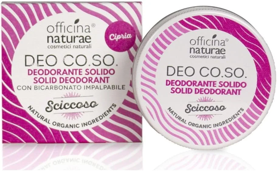 دئودورانت جامد بایو پودری شیک چیکوسو Officina Naturae DEO CO.SO. بدون پلاستیک و حاوی بیکربنات 50 میلی لیتر