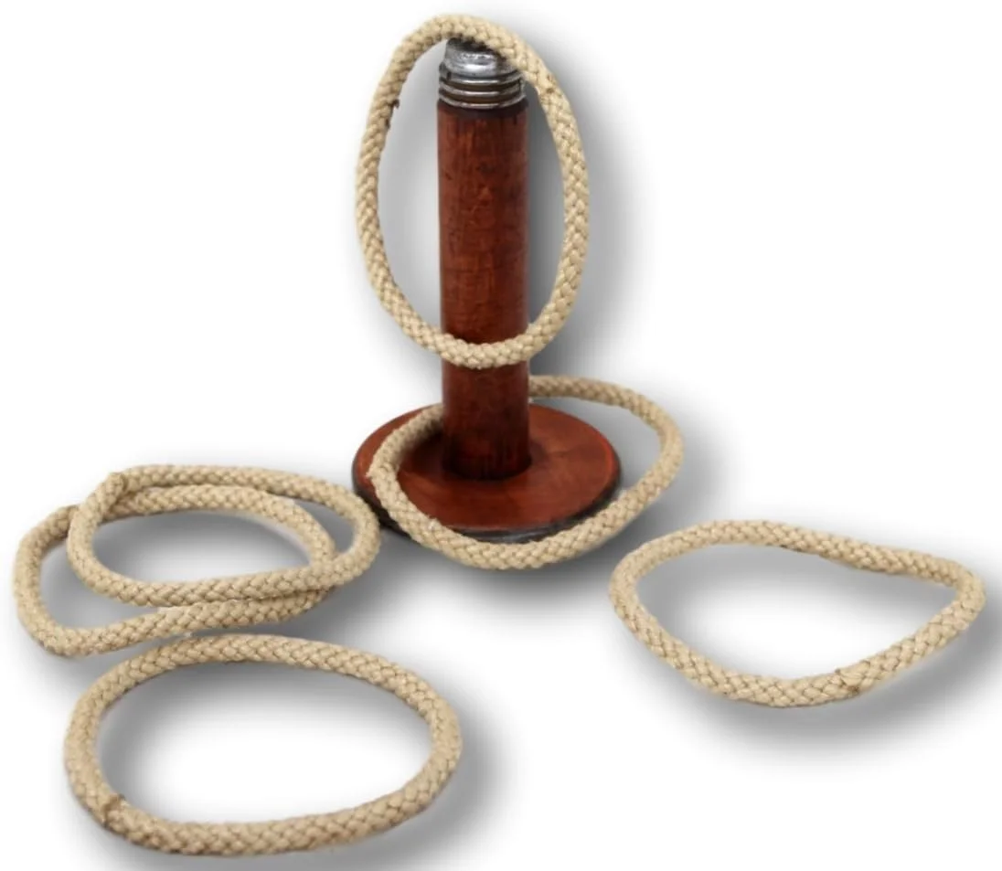 بازی حلقه پرتابی Thorness Hoopla ساخته شده از ماسوره های ریسندگی عتیقه ویکتوریایی اصل