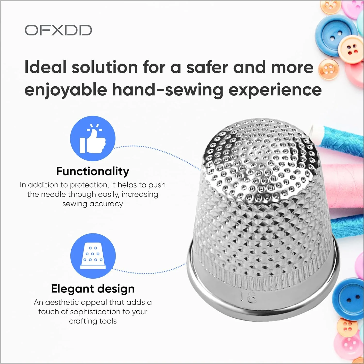 انگشتانه خیاطی دستی - انگشتانه فلزی خیاطی برای انگشتان - انگشتانه شست برای لحاف دوزی دستی - محافظ انگشت استیل ضد زنگ برای خیاطی، گلدوزی و کاردستی، ابزار خیاطی، 4 عدد