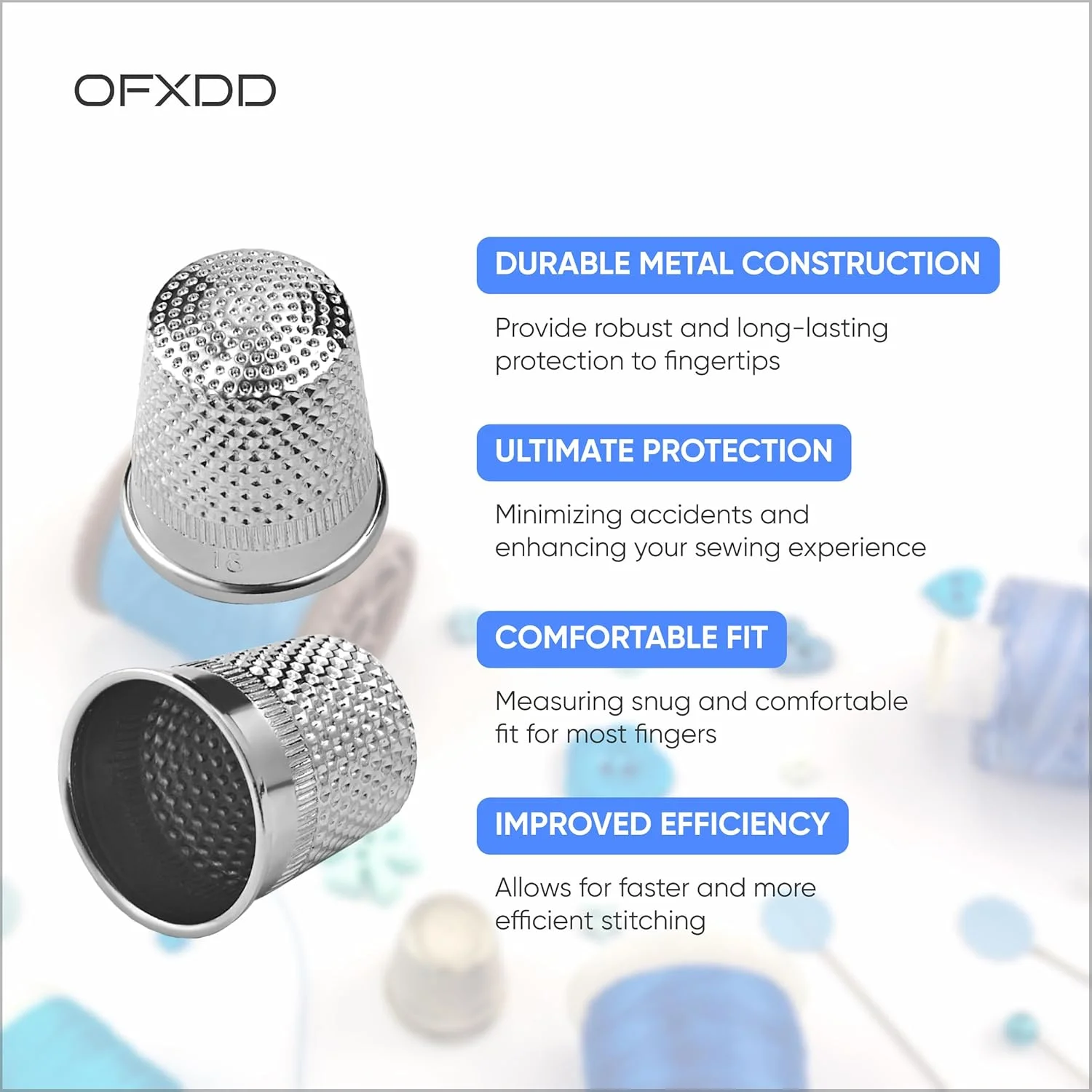 انگشتانه خیاطی دستی - انگشتانه فلزی خیاطی برای انگشتان - انگشتانه شست برای لحاف دوزی دستی - محافظ انگشت استیل ضد زنگ برای خیاطی، گلدوزی و کاردستی، ابزار خیاطی، 4 عدد