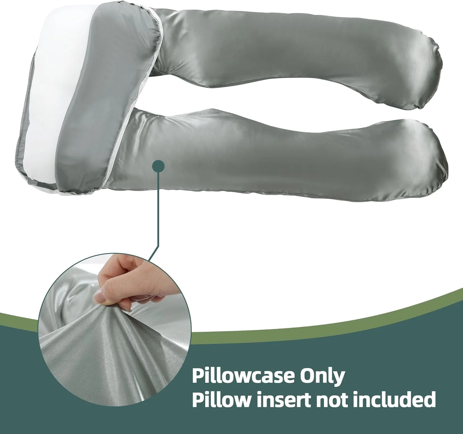 روکش بالش بارداری ساتن ابریشمی BALAPET (فقط روبالشی)، روکش بالش بارداری بزرگ و مجلل U شکل با زیپ مخفی، محافظ بالش نرم و قابل تنفس برای خواب پهلو، خاکستری روکش بالش بارداری ساتن ابریشمی BALAPET (فقط روبالشی)، روکش بالش بارداری بزرگ و مجلل U شکل با زیپ مخفی، محافظ بالش نرم و قابل تنفس برای خواب پهلو، خاکستری