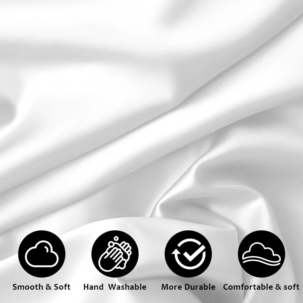 روبالشی ساتن AUAUY سایز 65x65 سانتی متر، بسته 2 عددی، مشابه روبالشی ابریشمی، به همراه 2 کش مو و چشم بند، نرم و ضد آکنه، مراقبت از پوست، سفید روبالشی ساتن AUAUY سایز 65x65 سانتی متر، بسته 2 عددی، مشابه روبالشی ابریشمی، به همراه 2 کش مو و چشم بند، نرم و ضد آکنه، مراقبت از پوست، سفید