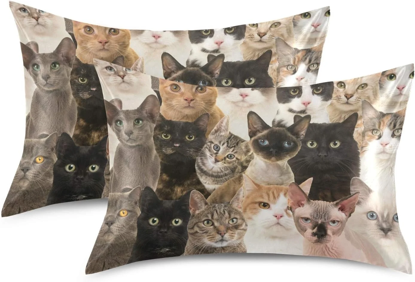 روبالشتی ساتن AUUXVA، روبالشتی تنفسی برای مو و پوست، طرح گربه کارتونی رنگارنگ، سایز استاندارد 50x66 سانتی متر، روکش بالش ساتن با بست پاکتی برای تخت خواب و مبل روبالشتی ساتن AUUXVA، روبالشتی تنفسی برای مو و پوست، طرح گربه کارتونی رنگارنگ، سایز استاندارد 50x66 سانتی متر، روکش بالش ساتن با بست پاکتی برای تخت خواب و مبل