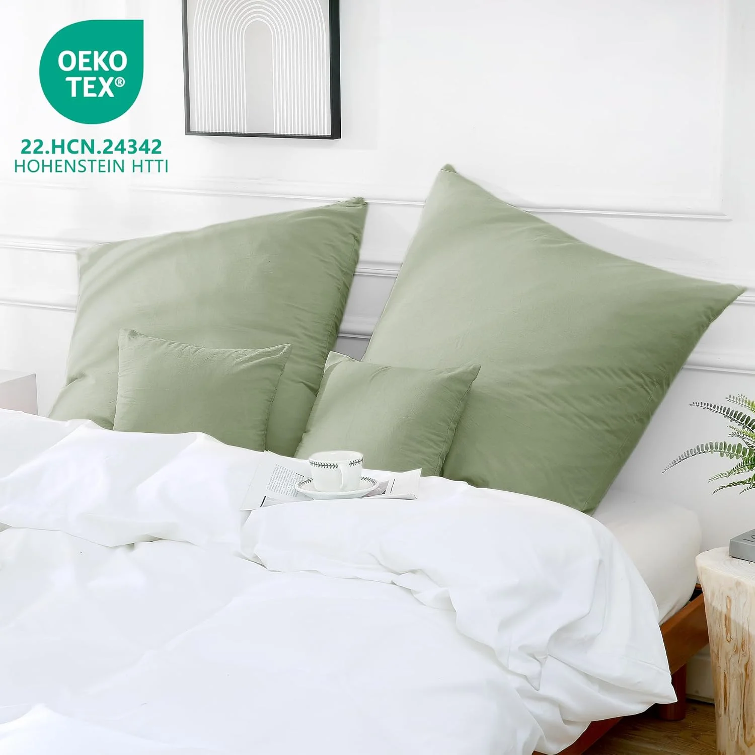 ست 2 عددی روکش کوسن ATsense، 80 × 80 سانتی متر، 100% پنبه شسته شده، روکش بالش سبز روشن با زیپ، دارای گواهینامه Oeko-Tex، نرم و مقاوم در برابر تغییر شکل ست 2 عددی روکش کوسن ATsense، 80 × 80 سانتی متر، 100% پنبه شسته شده، روکش بالش سبز روشن با زیپ، دارای گواهینامه Oeko-Tex، نرم و مقاوم در برابر تغییر شکل