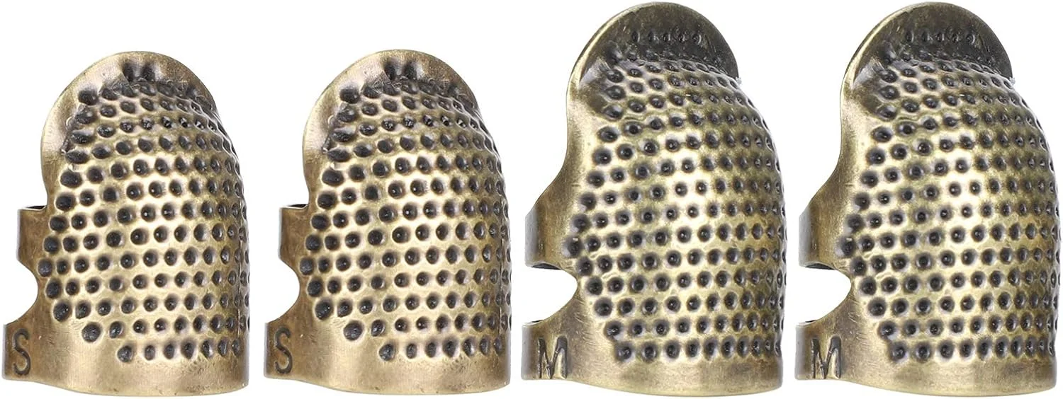 Brass Sewing Thimble Sewing Fingertip Thimble Adjustable Anti-Slip Finger Protector for Thumb Index Finger(015 Models)