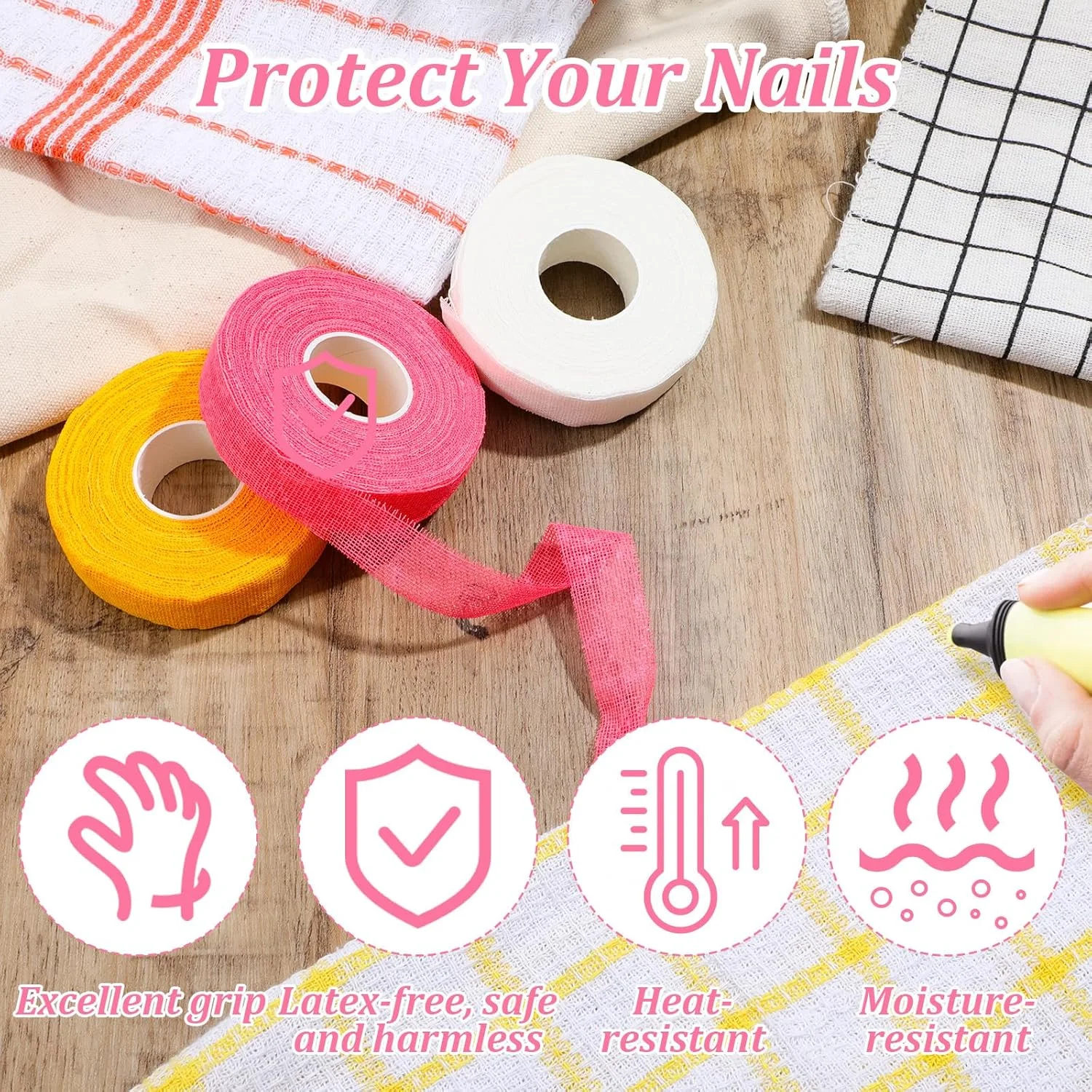 3 رول نوار انگشتی برای خیاطی دستی، نوار محافظ انگشت قابل تنظیم برای سوزن دوزی، لحاف دوزی، گلدوزی و صنایع دستی DIY (زرد، صورتی فلورسنت، سفید) 3 رول نوار انگشتی برای خیاطی دستی، نوار محافظ انگشت قابل تنظیم برای سوزن دوزی، لحاف دوزی، گلدوزی و صنایع دستی DIY (زرد، صورتی فلورسنت، سفید)