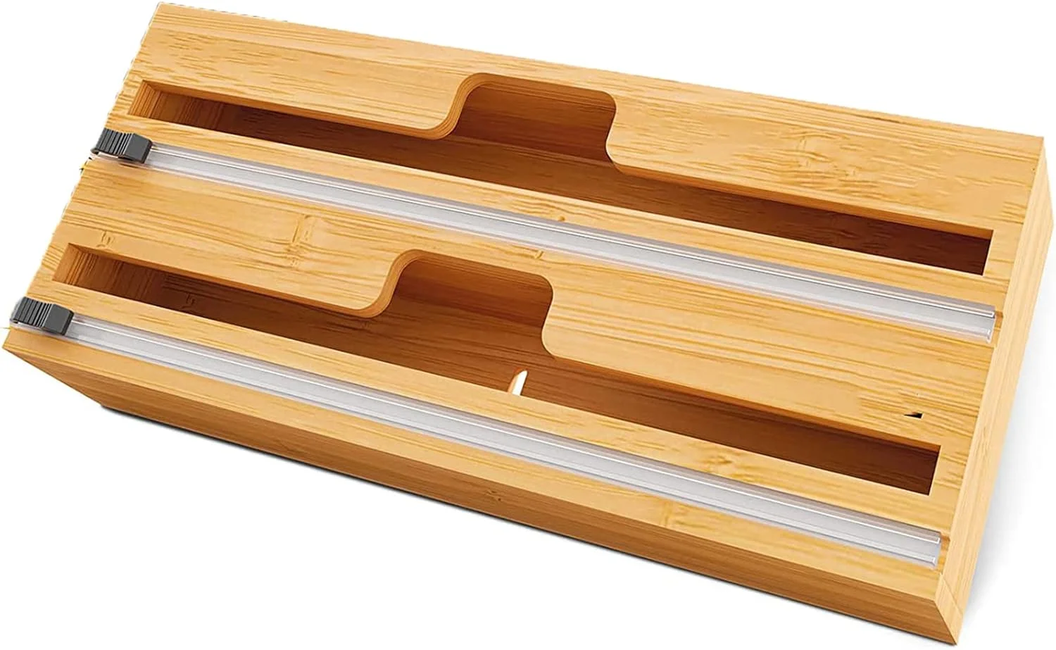 جعبه نگهداری فویل و سلفون بامبو ZHWDD، با برچسب، پخش کننده فویل آلومینیومی و کاغذ روغنی برای کشوی آشپزخانه، نگهدارنده ارگانایزر رول بامبو، قابل استفاده مجدد و محکم (2 خانه) جعبه نگهداری فویل و سلفون بامبو ZHWDD، با برچسب، پخش کننده فویل آلومینیومی و کاغذ روغنی برای کشوی آشپزخانه، نگهدارنده ارگانایزر رول بامبو، قابل استفاده مجدد و محکم (2 خانه)