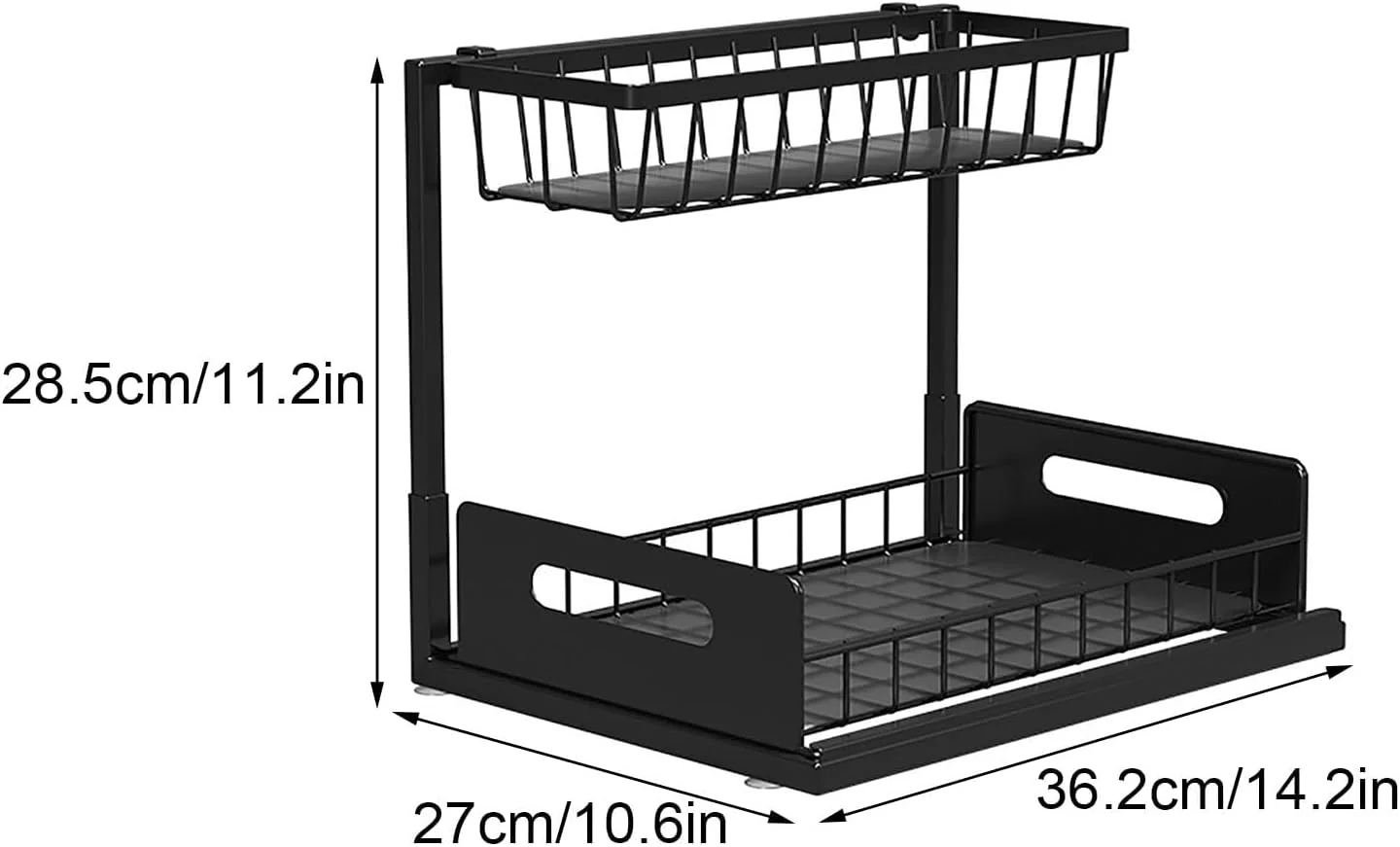 ارگانایزر زیر سینک ZERIFAM - ارگانایزر کابینت حمام 2 طبقه، قفسه ذخیره سازی کشویی، قفسه ذخیره سازی چند منظوره برای سینک، حمام و آشپزخانه. (مشکی) ارگانایزر زیر سینک ZERIFAM - ارگانایزر کابینت حمام 2 طبقه، قفسه ذخیره سازی کشویی، قفسه ذخیره سازی چند منظوره برای سینک، حمام و آشپزخانه. (مشکی)
