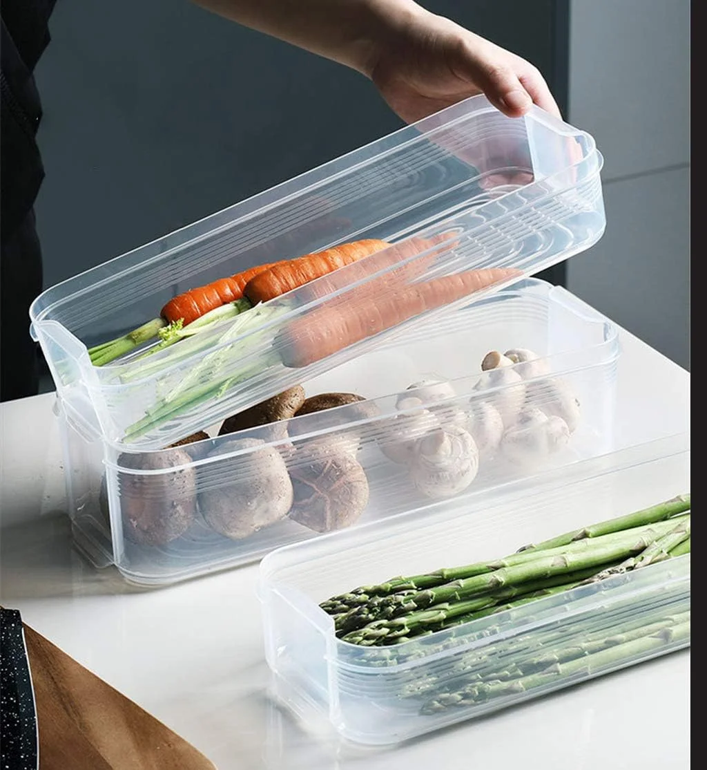 ارگانایزر یخچال YumLock WBY، ظرف نگهداری مواد غذایی، ارگانایزر کشویی یخچال آشپزخانه Wambory با قابلیت چیدن روی هم، مقاوم در برابر حرارت و سرما، ساخته شده از مواد PP بدون BPA (3 طبقه)