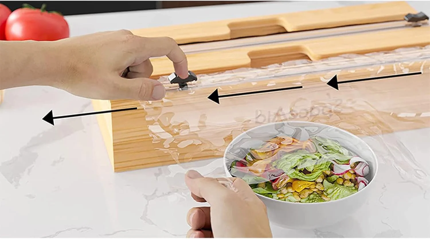 جعبه نگهداری فویل و سلفون بامبو ZHWDD، با برچسب، پخش کننده فویل آلومینیومی و کاغذ روغنی برای کشوی آشپزخانه، نگهدارنده ارگانایزر رول بامبو، قابل استفاده مجدد و محکم (2 خانه)