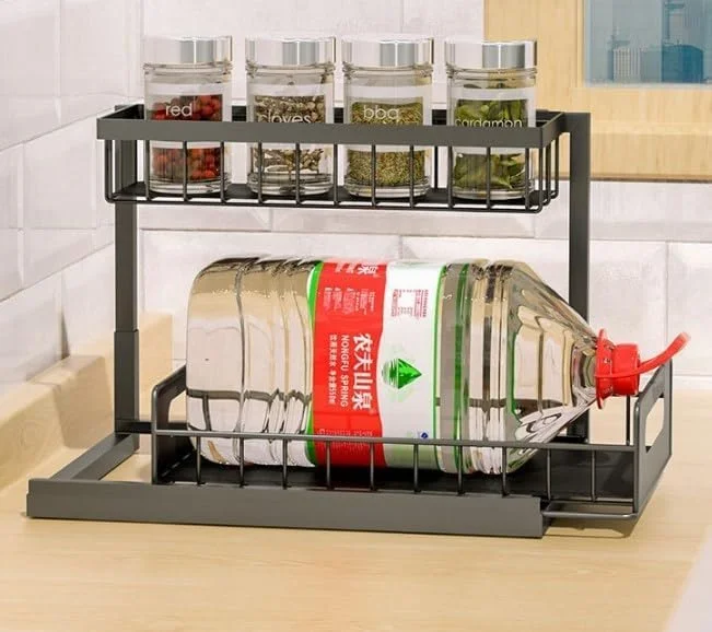 ارگانایزر زیر سینک ZERIFAM - ارگانایزر کابینت حمام 2 طبقه، قفسه ذخیره سازی کشویی، قفسه ذخیره سازی چند منظوره برای سینک، حمام و آشپزخانه. (مشکی) ارگانایزر زیر سینک ZERIFAM - ارگانایزر کابینت حمام 2 طبقه، قفسه ذخیره سازی کشویی، قفسه ذخیره سازی چند منظوره برای سینک، حمام و آشپزخانه. (مشکی)