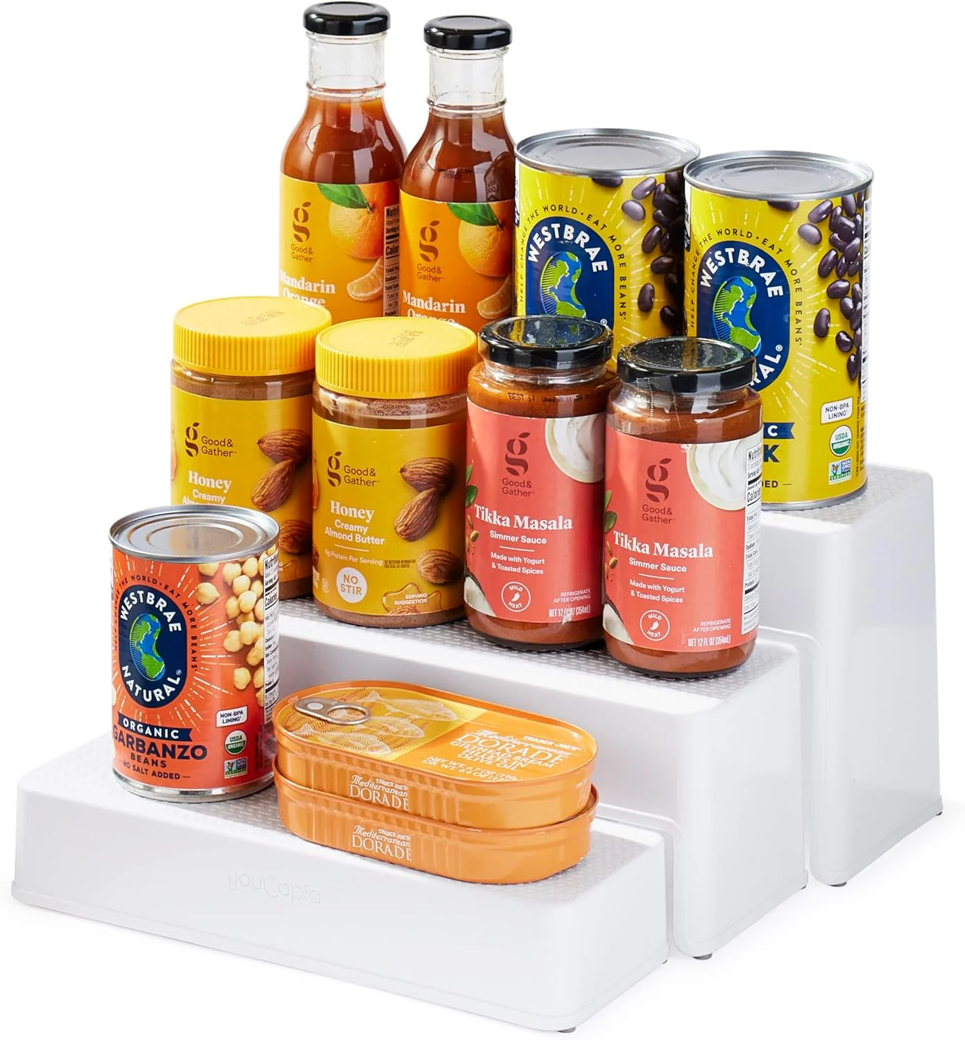 سازمان دهنده قوطی سه طبقه YouCopia ShelfSteps، قفسه قابل گسترش برای نگهداری در کابینت آشپزخانه و انبار، قفسه قابل تنظیم قوطی، حداکثر استفاده از فضا، محکم و صرفه جویی در فضا، سفید سازمان دهنده قوطی سه طبقه YouCopia ShelfSteps، قفسه قابل گسترش برای نگهداری در کابینت آشپزخانه و انبار، قفسه قابل تنظیم قوطی، حداکثر استفاده از فضا، محکم و صرفه جویی در فضا، سفید