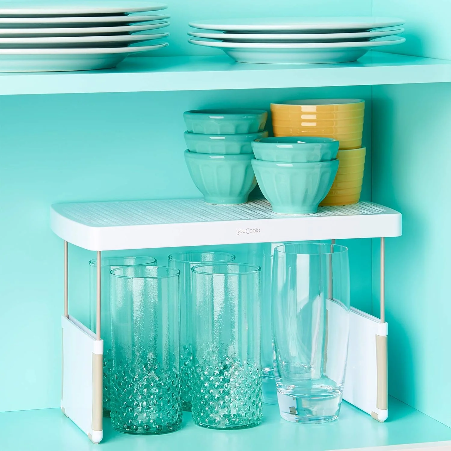 قفسه ارگانایزر کابینت آشپزخانه YouCopia StoreMore با قابلیت افزایش فضا، قفسه قابل تنظیم 13 اینچی برای فنجان، لیوان، بطری، بادوام و صرفه جویی در فضا، سفید - 50089 قفسه ارگانایزر کابینت آشپزخانه YouCopia StoreMore با قابلیت افزایش فضا، قفسه قابل تنظیم 13 اینچی برای فنجان، لیوان، بطری، بادوام و صرفه جویی در فضا، سفید - 50089