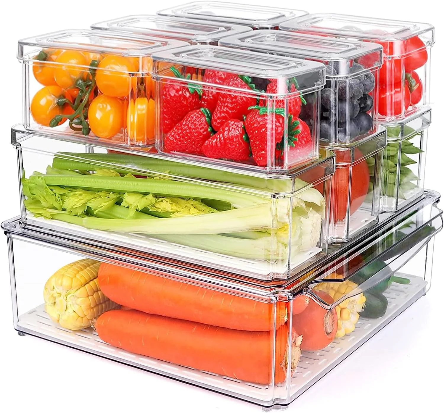 مجموعه 10 عددی ارگانایزر و نظم دهنده یخچال Yoawllty، ظروف پلاستیکی شفاف درب دار قابل چیدن برای نگهداری مواد غذایی در آشپزخانه و یخچال مجموعه 10 عددی ارگانایزر و نظم دهنده یخچال Yoawllty، ظروف پلاستیکی شفاف درب دار قابل چیدن برای نگهداری مواد غذایی در آشپزخانه و یخچال