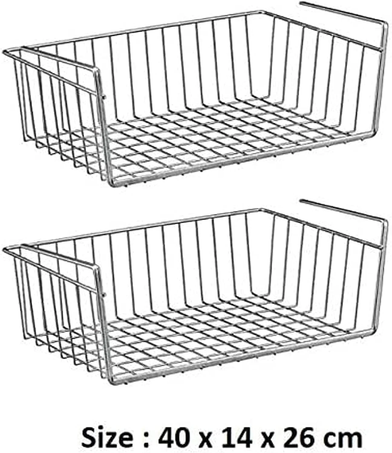 سبد ذخیره سازی زیر قفسه آشپزخانه YumLock، بسته 2 عددی بزرگ - قفسه سازمان دهنده فلزی سبک وزن 40 X 26 X 14 سانتی متر (نقره ای) سبد ذخیره سازی زیر قفسه آشپزخانه YumLock، بسته 2 عددی بزرگ - قفسه سازمان دهنده فلزی سبک وزن 40 X 26 X 14 سانتی متر (نقره ای)