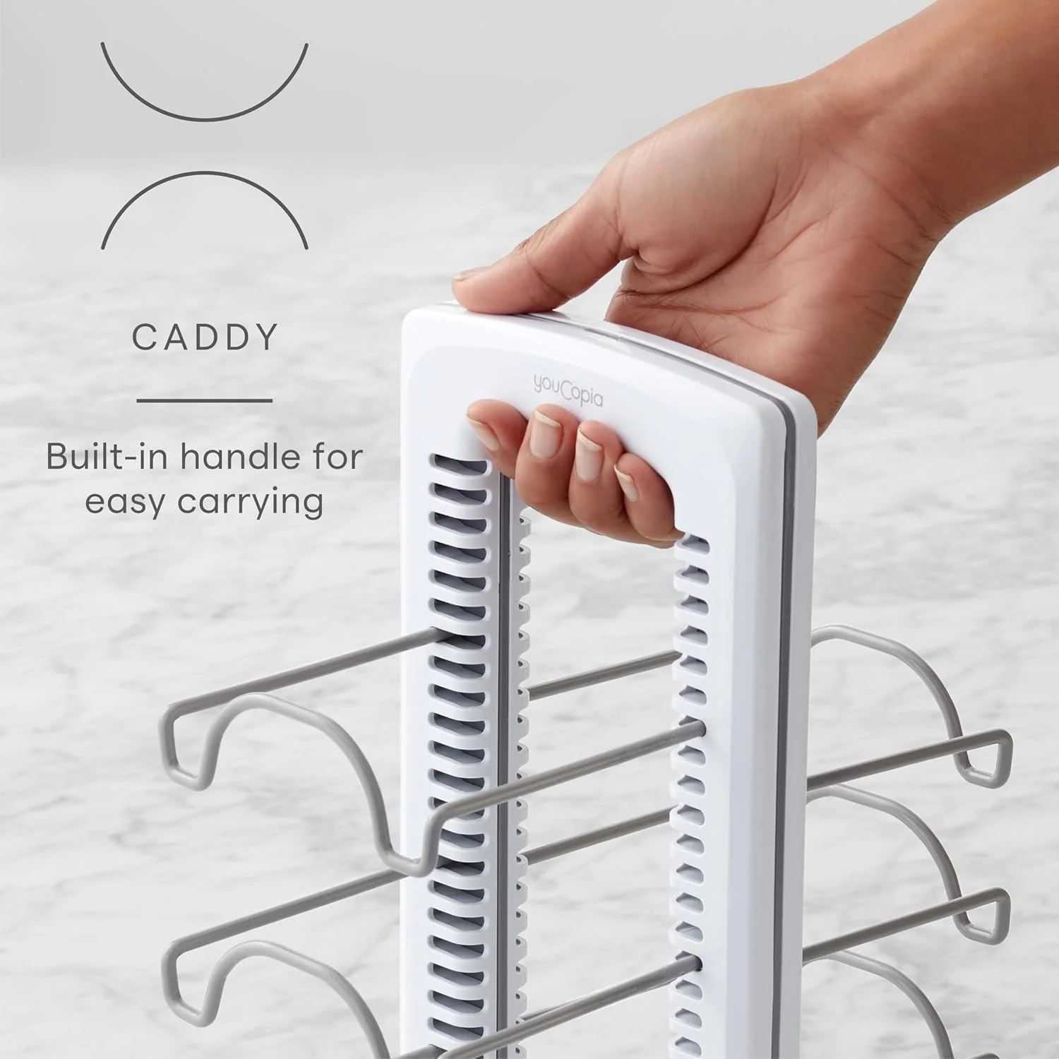 نگهدارنده جعبه های فویل، کیسه و پلاستیک YouCopia WrapStand، قابل تنظیم برای کابینت آشپزخانه و سازماندهی انبار، نصب سریع، سفید - 50173