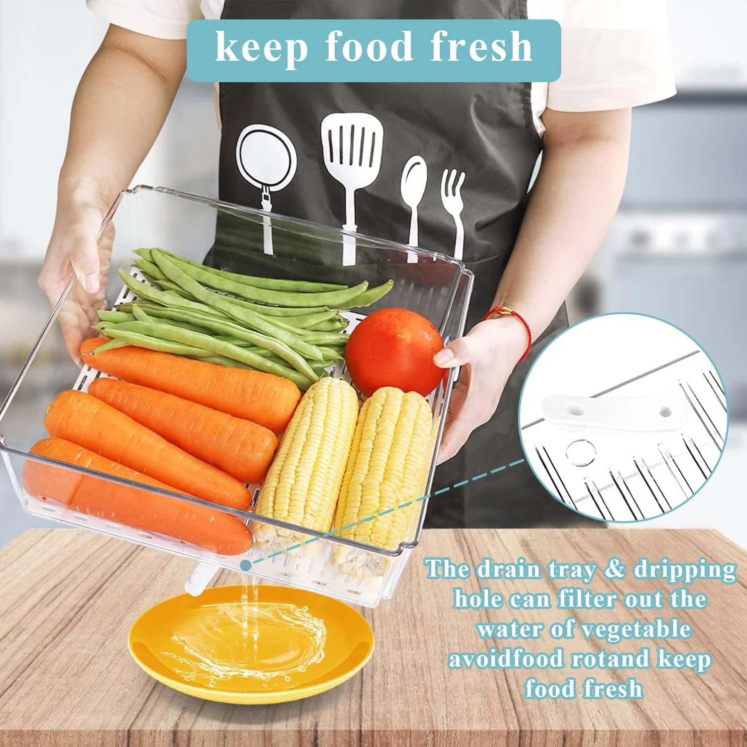 مجموعه 10 عددی ارگانایزر و نظم دهنده یخچال Yoawllty، ظروف پلاستیکی شفاف درب دار قابل چیدن برای نگهداری مواد غذایی در آشپزخانه و یخچال