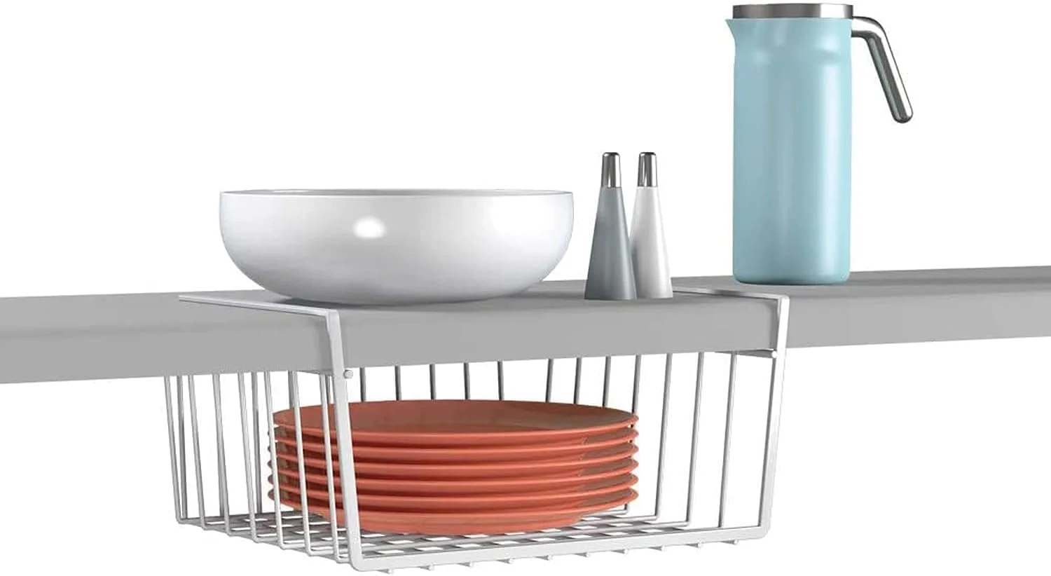 سبد ذخیره سازی زیر قفسه آشپزخانه YumLock، بسته 2 عددی بزرگ - قفسه سازمان دهنده فلزی سبک وزن 40 X 26 X 14 سانتی متر (نقره ای) سبد ذخیره سازی زیر قفسه آشپزخانه YumLock، بسته 2 عددی بزرگ - قفسه سازمان دهنده فلزی سبک وزن 40 X 26 X 14 سانتی متر (نقره ای)