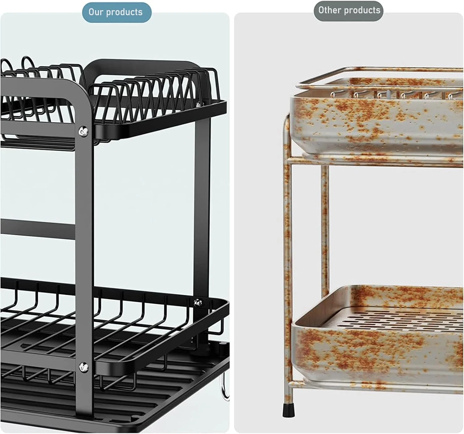 آبچکان ظروف YHOME، آبچکان 2 طبقه برای روی کابینت آشپزخانه، پایه خشک کن ظروف با آبگیر، آبچکان سینک با تخته برش جداشدنی، قفسه نگهداری کاسه، سازمان دهنده بشقاب، جا قاشقی آبچکان ظروف YHOME، آبچکان 2 طبقه برای روی کابینت آشپزخانه، پایه خشک کن ظروف با آبگیر، آبچکان سینک با تخته برش جداشدنی، قفسه نگهداری کاسه، سازمان دهنده بشقاب، جا قاشقی