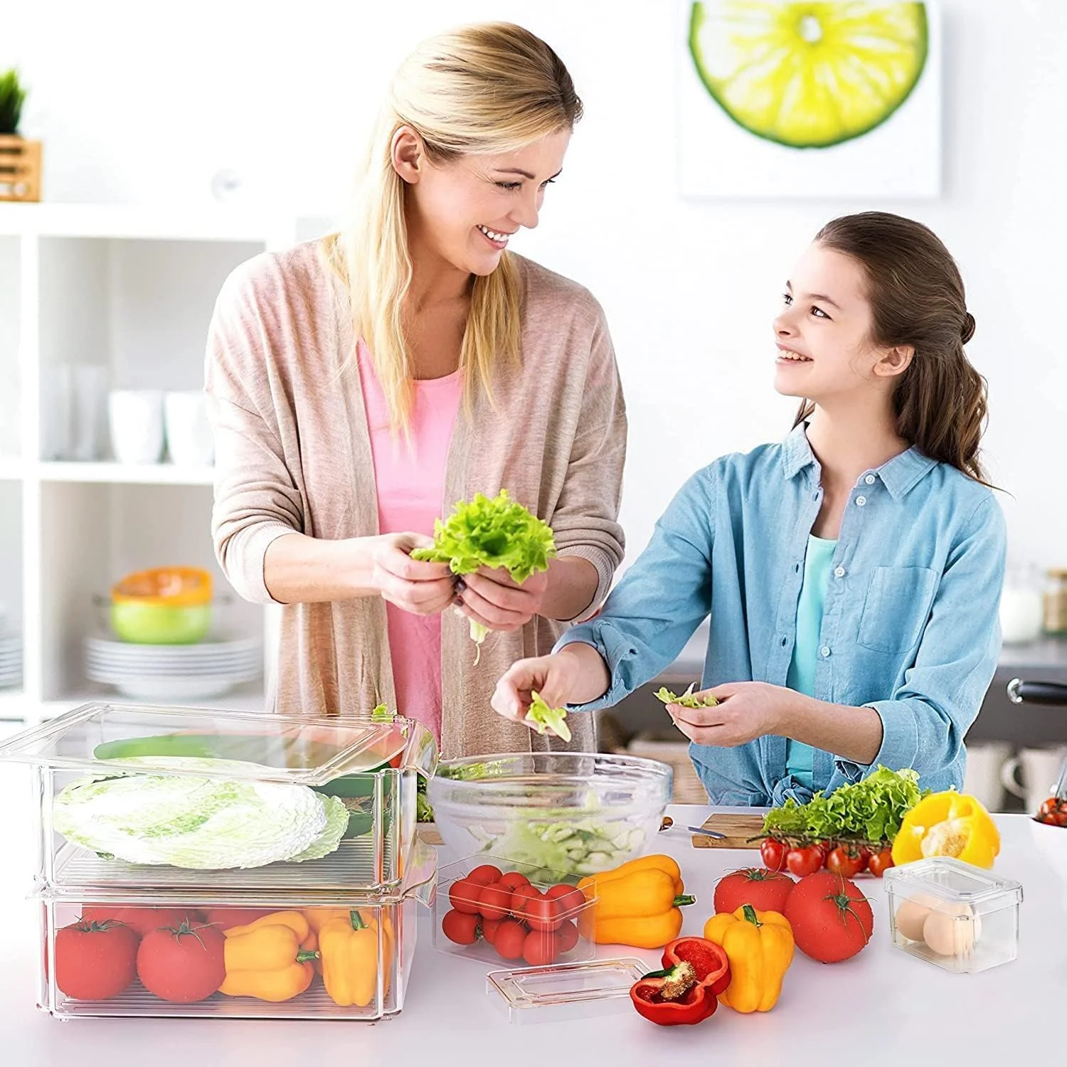 مجموعه 10 عددی ارگانایزر و نظم دهنده یخچال Yoawllty، ظروف پلاستیکی شفاف درب دار قابل چیدن برای نگهداری مواد غذایی در آشپزخانه و یخچال