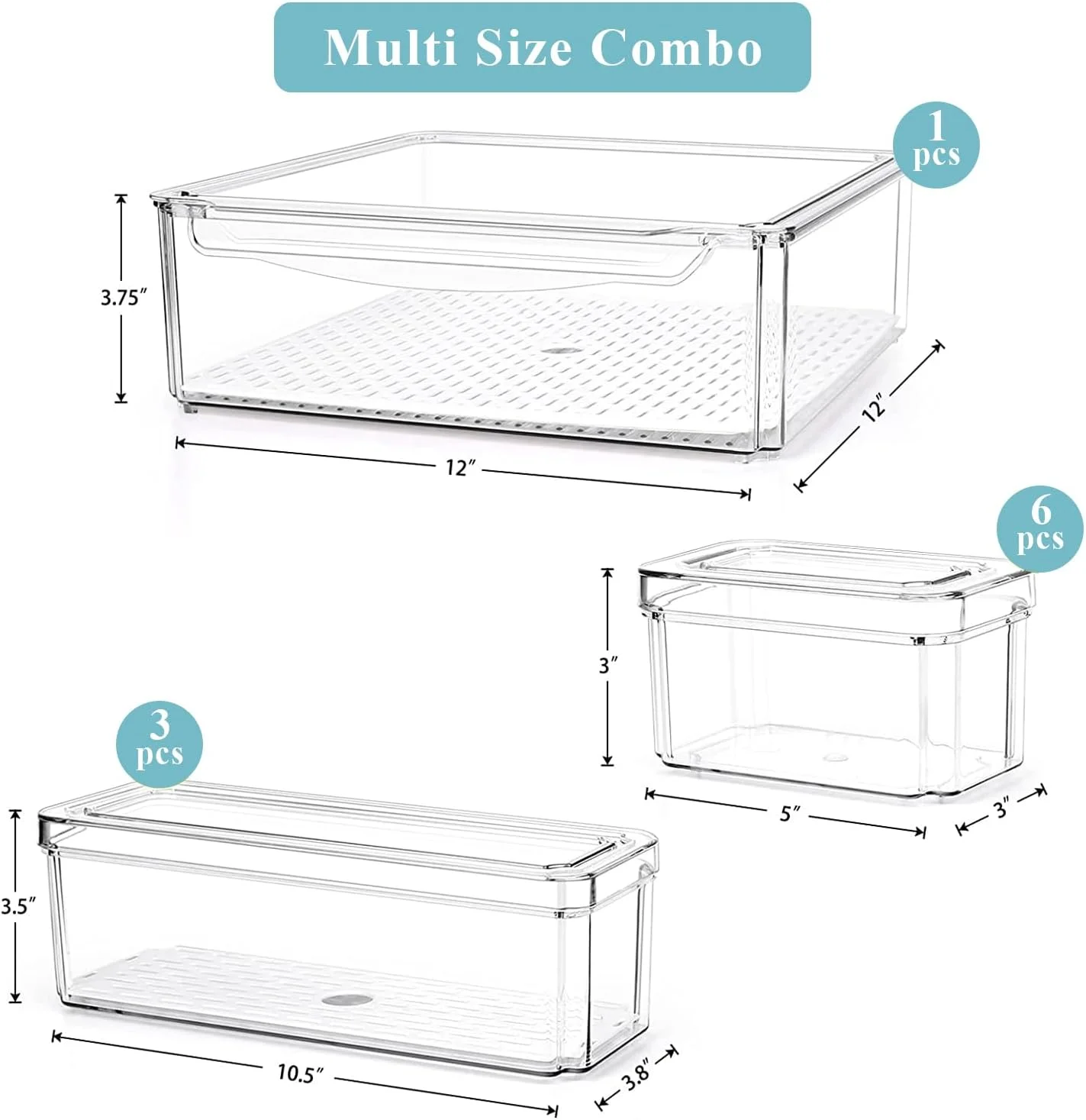 مجموعه 10 عددی ارگانایزر و نظم دهنده یخچال Yoawllty، ظروف پلاستیکی شفاف درب دار قابل چیدن برای نگهداری مواد غذایی در آشپزخانه و یخچال