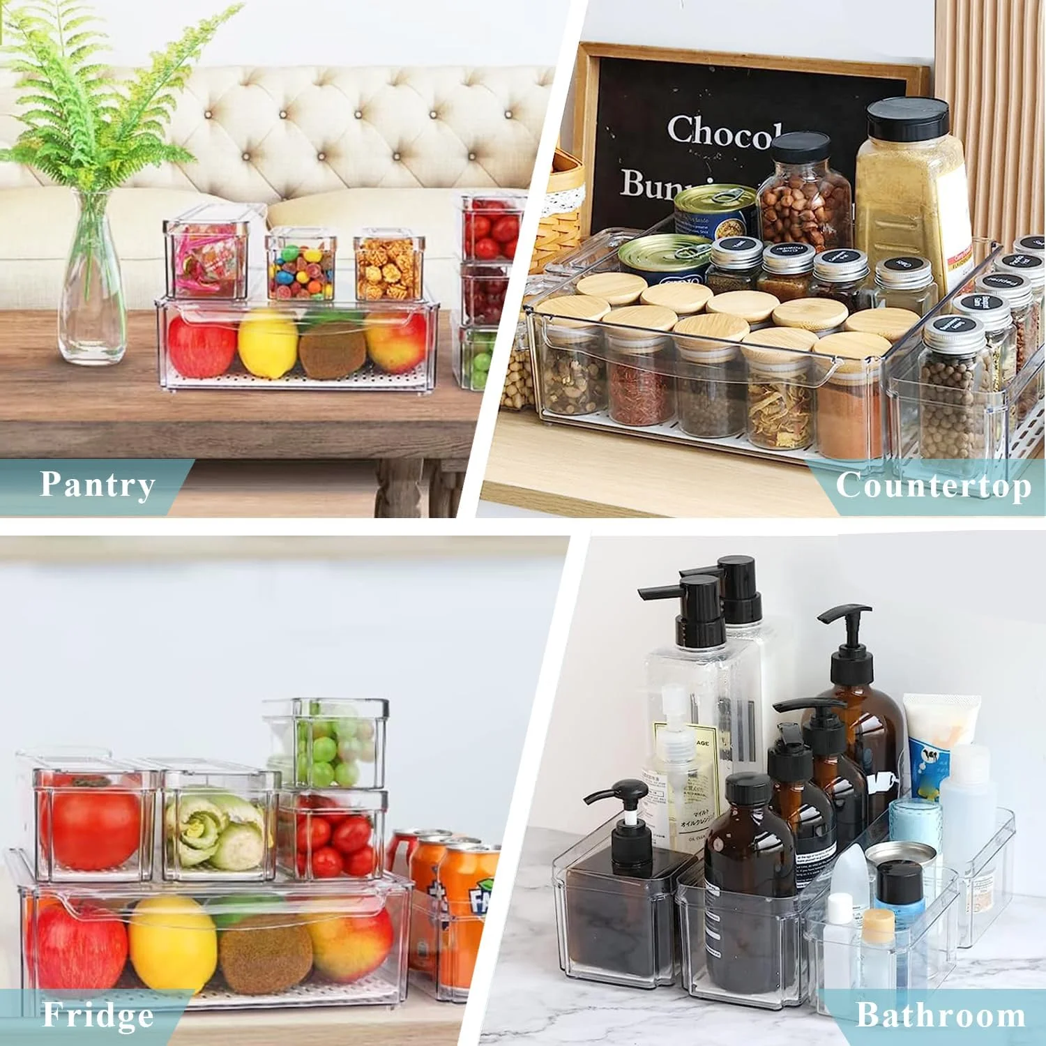مجموعه 10 عددی ارگانایزر و نظم دهنده یخچال Yoawllty، ظروف پلاستیکی شفاف درب دار قابل چیدن برای نگهداری مواد غذایی در آشپزخانه و یخچال