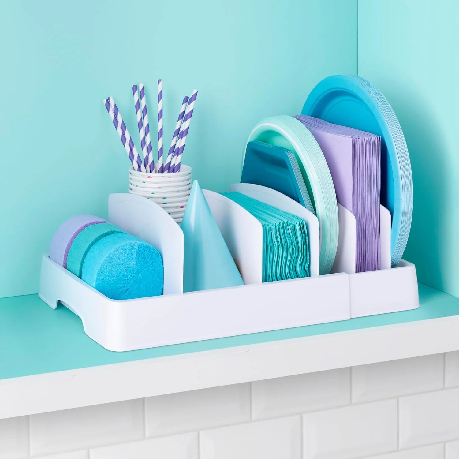 ارگانایزر درب ظروف غذای YouCopia StoraLid، قابل گسترش با جداکننده های بلند، پلاستیک BPA-Free قابل تنظیم برای سازماندهی کابینت و کشوی آشپزخانه، سفید