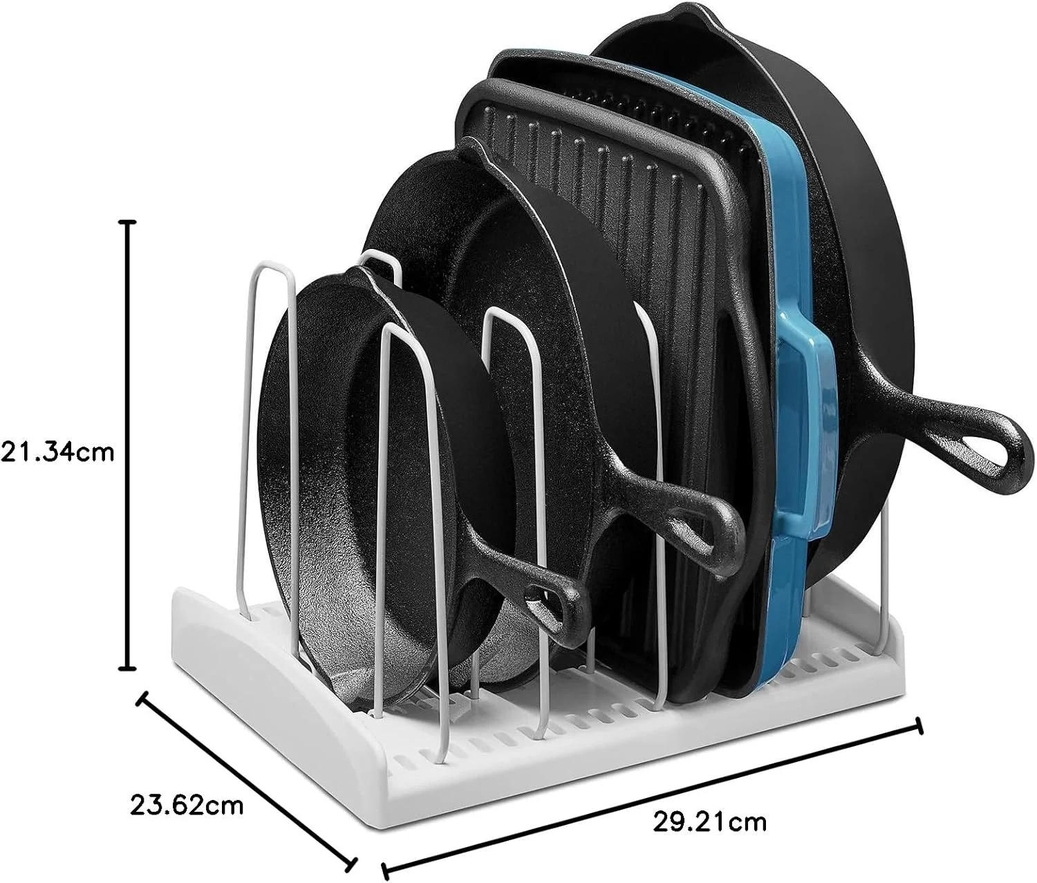 قفسه ظروف آشپزی YouCopia StoreMore، سازمان دهنده قابلمه و تابه قابل تنظیم با 6 جداکننده برای نگهداری در کابینت آشپزخانه، پایه ضد لغزش، نصب آسان، سفید قفسه ظروف آشپزی YouCopia StoreMore، سازمان دهنده قابلمه و تابه قابل تنظیم با 6 جداکننده برای نگهداری در کابینت آشپزخانه، پایه ضد لغزش، نصب آسان، سفید