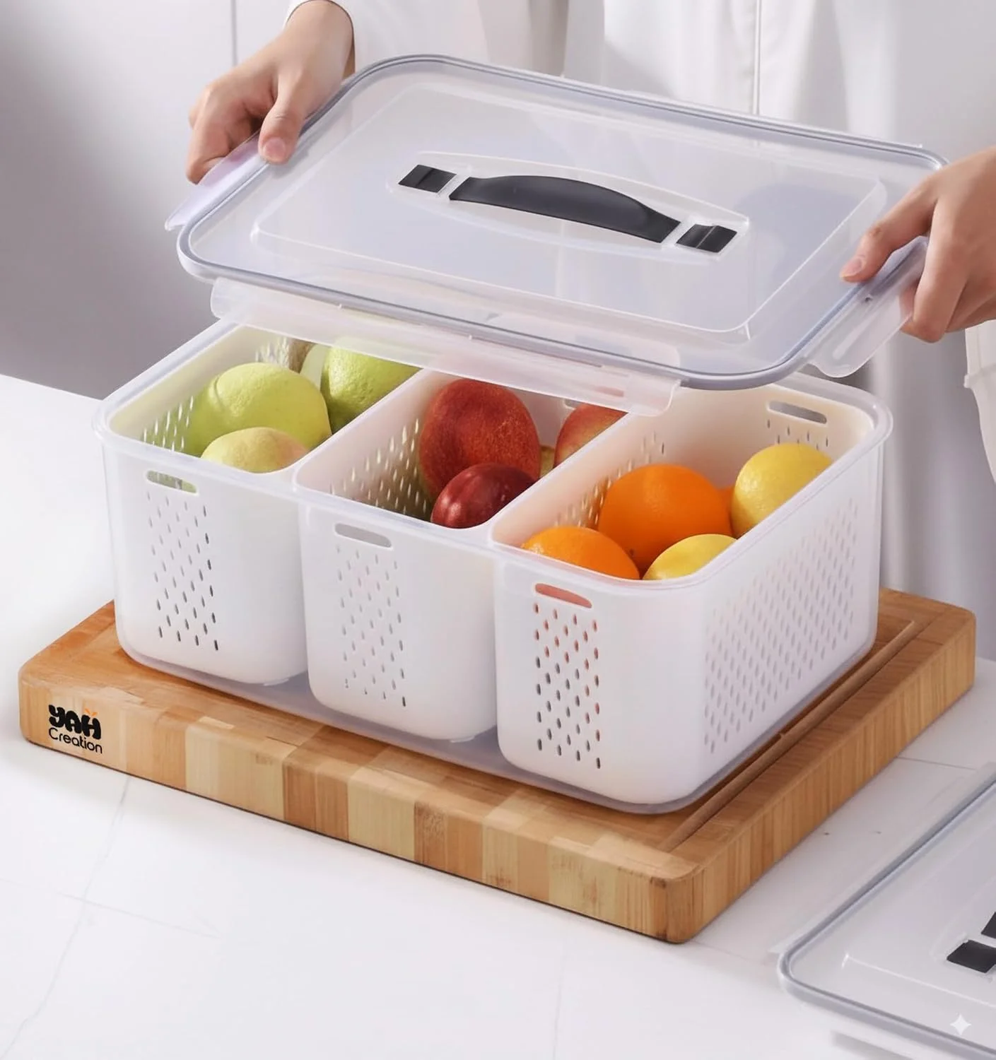 باکسهای هوشمند نگهداری مواد غذایی YAH مدل XL - ضد هوا، قابل استفاده در مایکروویو و فریزر. سازمان دهندههای یخچال و کابینت - ظروف بادوام - دارای سبدهای آبکش و جداکنندهها (XL - 3 سبد) باکسهای هوشمند نگهداری مواد غذایی YAH مدل XL - ضد هوا، قابل استفاده در مایکروویو و فریزر. سازمان دهندههای یخچال و کابینت - ظروف بادوام - دارای سبدهای آبکش و جداکنندهها (XL - 3 سبد)