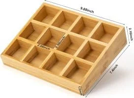 قفسه نگهداری YelaJoy، سازمان دهنده ادویه رومیزی، قفسه ادویه چوبی برای آشپزخانه، روی میز، انبار (12 محفظه)