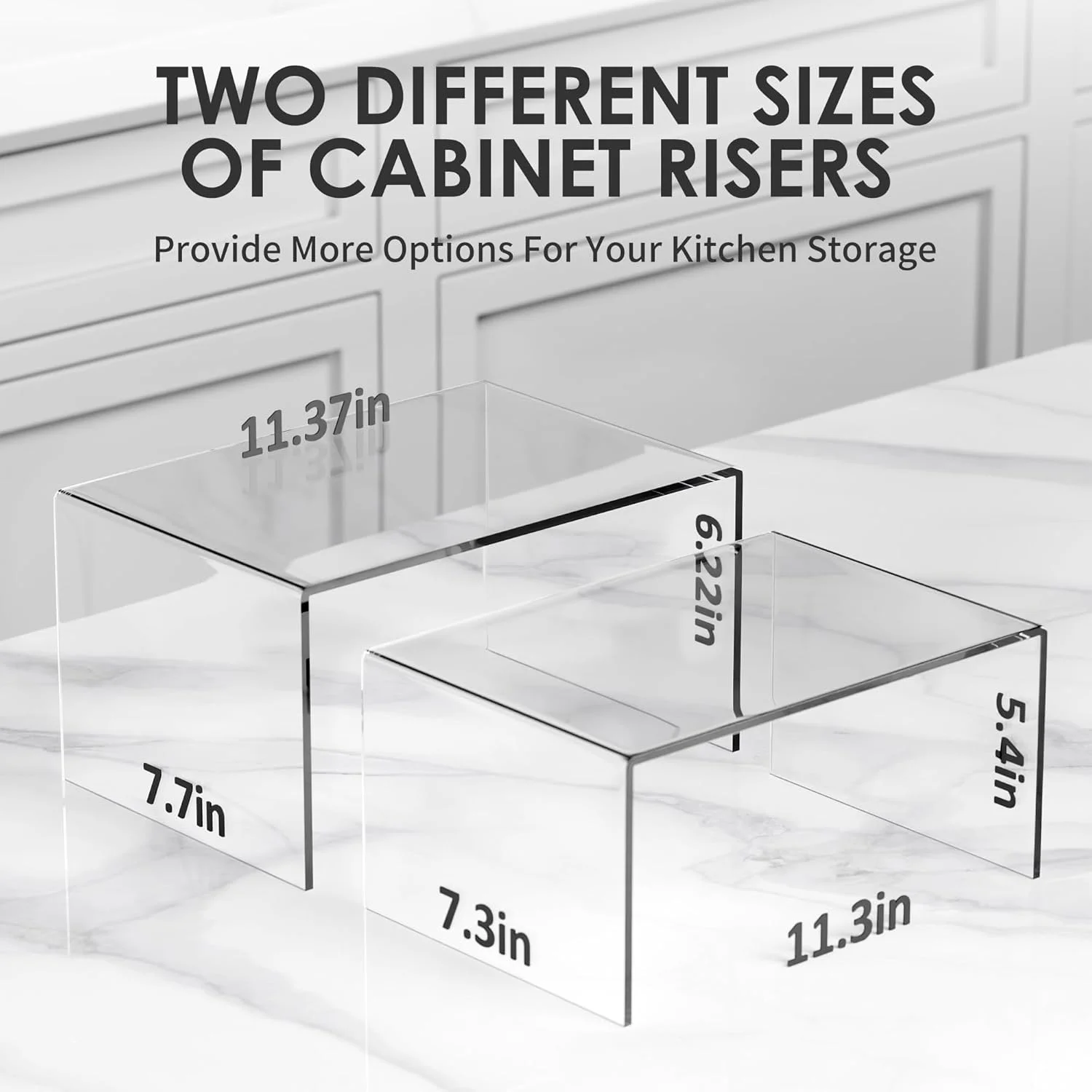 ست 2 عددی پایه کابینت آشپزخانه اکرلیک شفاف Yakaly - سازمان دهنده قفسه های قابل انباشت ضد لغزش، قفسه های صرفه جویی در فضا برای نمایش پیشخوان و سازماندهی ادویه