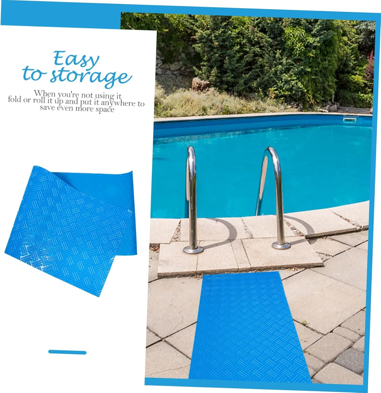 1 رول پد استخر، پد پله استخر، پد لاستیکی استخر، پد ضد لغزش برای استخر، لوازم استخر، پد نردبان ضد لغزش، پد نردبان لاینر، پی وی سی آبی