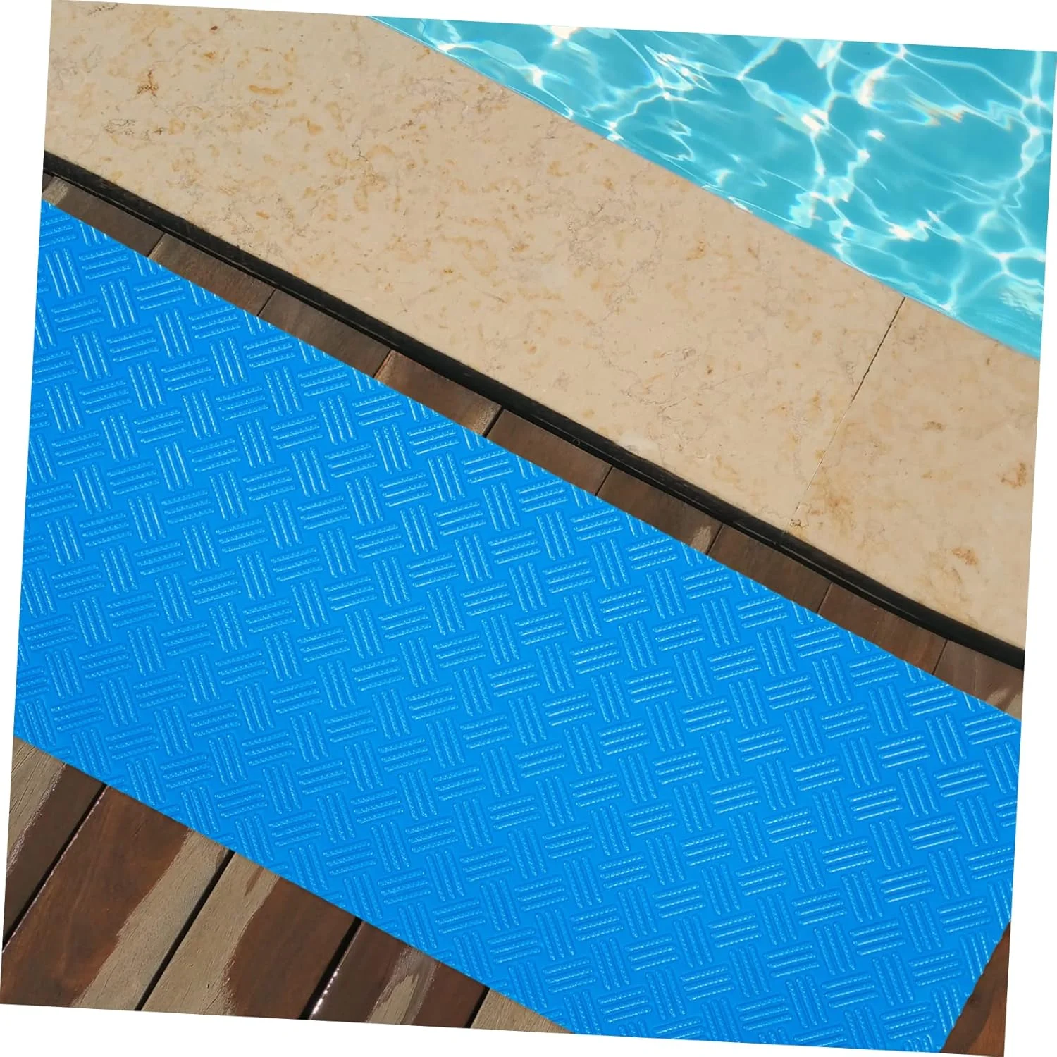 1 رول پد استخر، پد پله استخر، پد لاستیکی استخر، پد ضد لغزش برای استخر، لوازم استخر، پد نردبان ضد لغزش، پد نردبان لاینر، پی وی سی آبی
