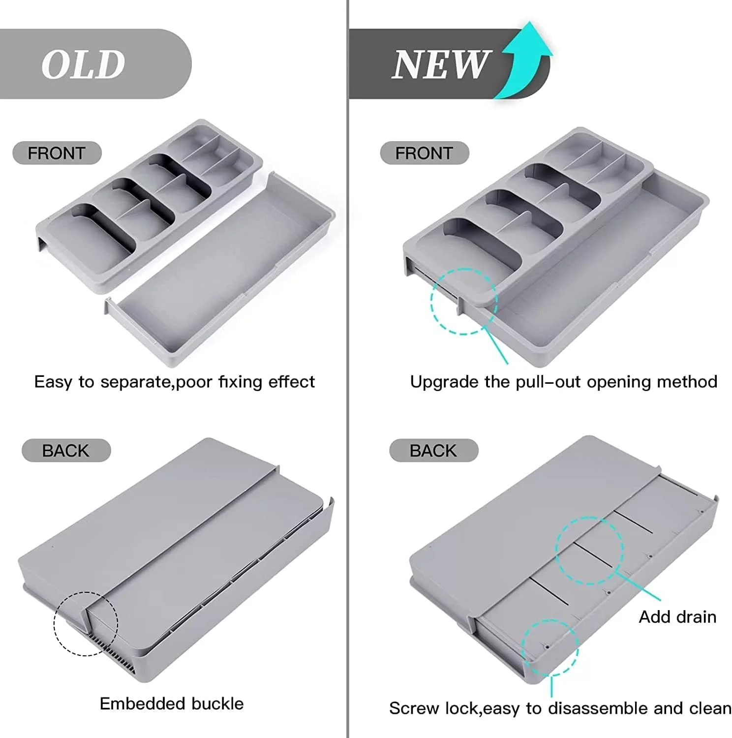 جداکننده کشو آشپزخانه Xspring، سینی ذخیره سازی قابل گسترش برای لوازم نقره ای، نگهدارنده کارد و چنگال کشو آشپزخانه، جداکننده لوازم آشپزخانه برای لوازم نقره ای، کارد و چنگال، چاقو، قاشق (خاکستری) جداکننده کشو آشپزخانه Xspring، سینی ذخیره سازی قابل گسترش برای لوازم نقره ای، نگهدارنده کارد و چنگال کشو آشپزخانه، جداکننده لوازم آشپزخانه برای لوازم نقره ای، کارد و چنگال، چاقو، قاشق (خاکستری)