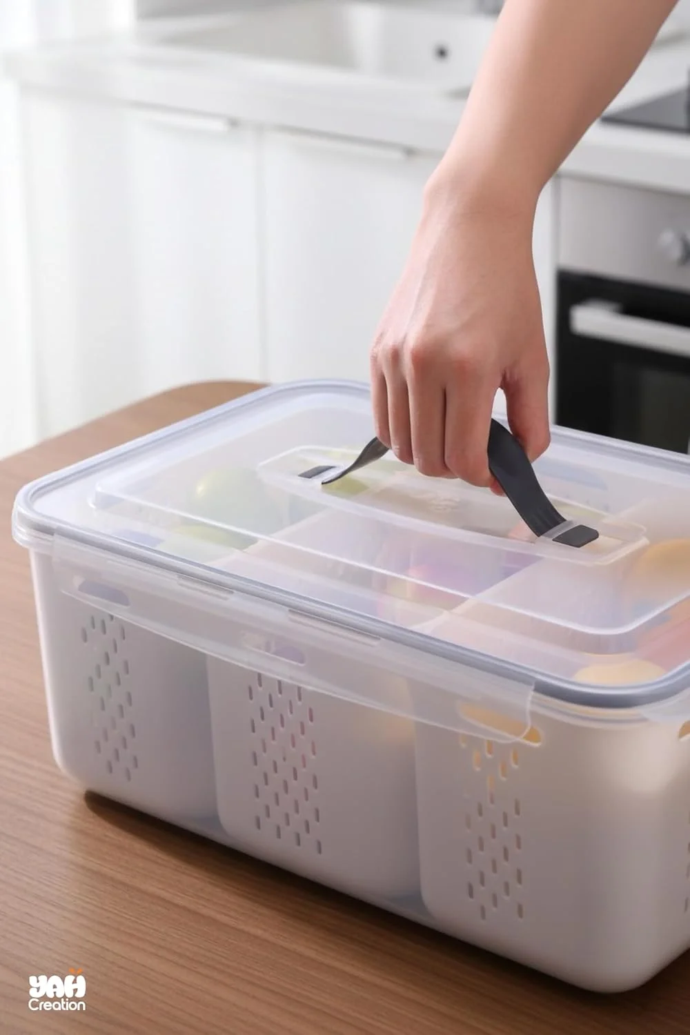 باکسهای هوشمند نگهداری مواد غذایی YAH مدل XL - ضد هوا، قابل استفاده در مایکروویو و فریزر. سازمان دهندههای یخچال و کابینت - ظروف بادوام - دارای سبدهای آبکش و جداکنندهها (XL - 3 سبد) باکسهای هوشمند نگهداری مواد غذایی YAH مدل XL - ضد هوا، قابل استفاده در مایکروویو و فریزر. سازمان دهندههای یخچال و کابینت - ظروف بادوام - دارای سبدهای آبکش و جداکنندهها (XL - 3 سبد)