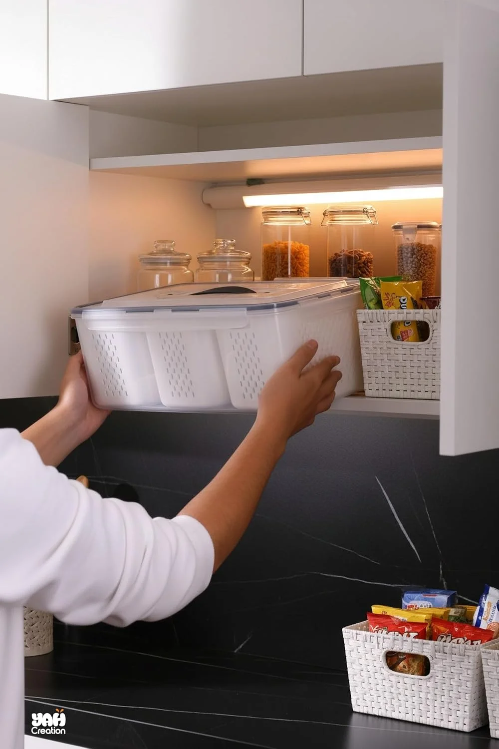 باکسهای هوشمند نگهداری مواد غذایی YAH مدل XL - ضد هوا، قابل استفاده در مایکروویو و فریزر. سازمان دهندههای یخچال و کابینت - ظروف بادوام - دارای سبدهای آبکش و جداکنندهها (XL - 3 سبد) باکسهای هوشمند نگهداری مواد غذایی YAH مدل XL - ضد هوا، قابل استفاده در مایکروویو و فریزر. سازمان دهندههای یخچال و کابینت - ظروف بادوام - دارای سبدهای آبکش و جداکنندهها (XL - 3 سبد)