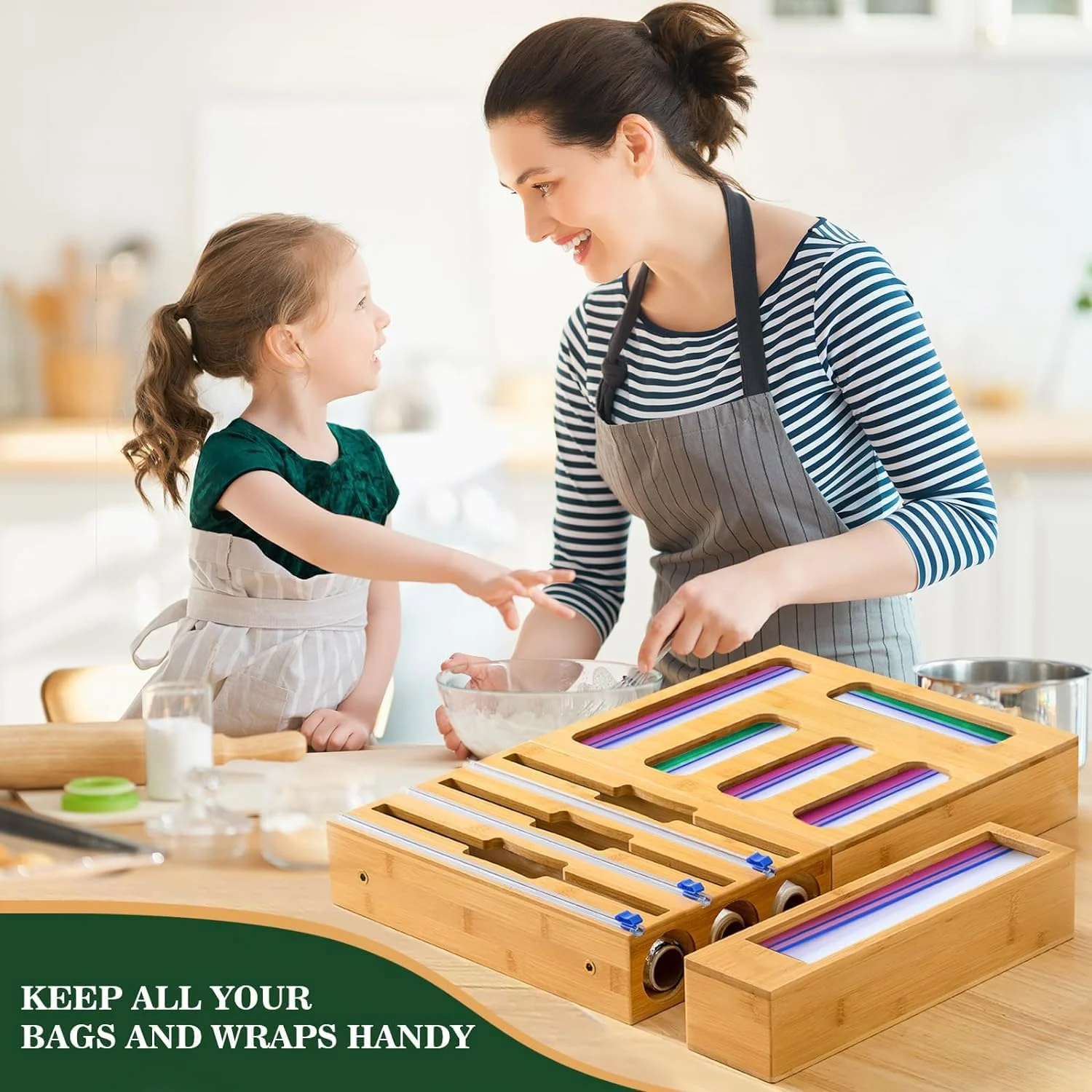 ارگانایزر کیسه های نگهداری 9 در 1 Ybaier برای کشوی آشپزخانه، فویل و روکش پلاستیکی بامبو با برش دهنده، ارگانایزرهای آشپزخانه سازگار با اندازه های گالن، کوارت، ساندویچ و اسنک ارگانایزر کیسه های نگهداری 9 در 1 Ybaier برای کشوی آشپزخانه، فویل و روکش پلاستیکی بامبو با برش دهنده، ارگانایزرهای آشپزخانه سازگار با اندازه های گالن، کوارت، ساندویچ و اسنک