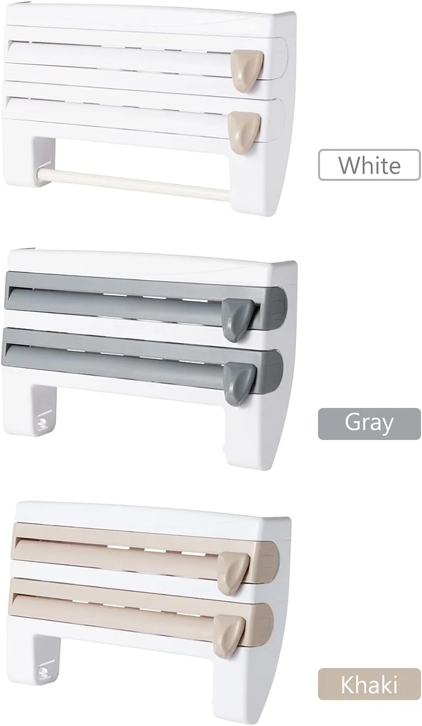 نگهدارنده آشپزخانه ویستینگ 3 در 1، نگهدارنده فویل و سلفون، برشگر، جا دستمال کاغذی رولی