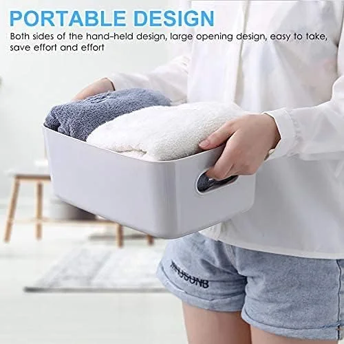 ظروف ذخیره سازی ای ورلد - سبد پلاستیکی سازمان دهنده انبار، ظروف مکعبی کوچک خانگی با دستگیره های برش خورده برای سازماندهی آشپزخانه - قفسه اتاق کودک، پیشخوان خانه، کمد و حمام. (بسته 10 عددی)