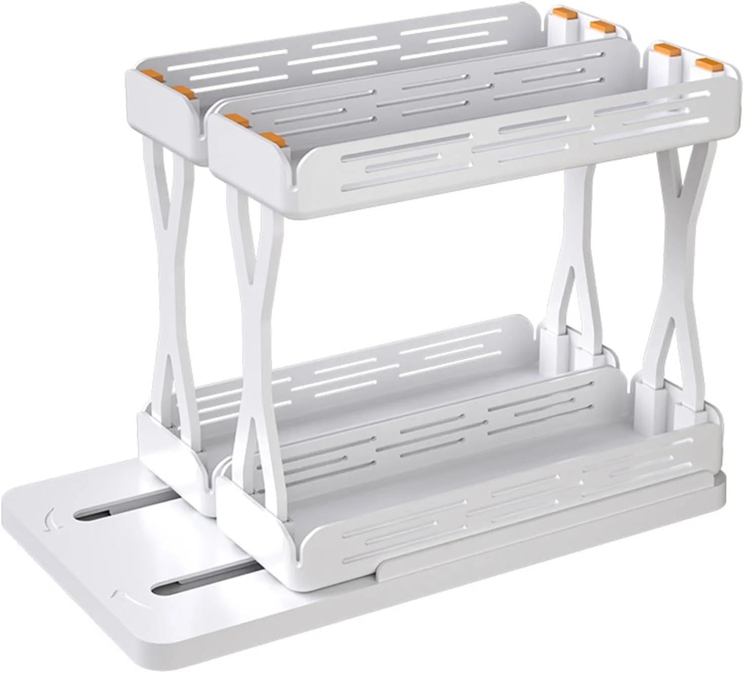 قفسه ادویه دو طبقه چرخشی و کشویی WESTCH، نگهدارنده و نظم دهنده کابینت آشپزخانه، قفسه کابینت چرخشی چند منظوره