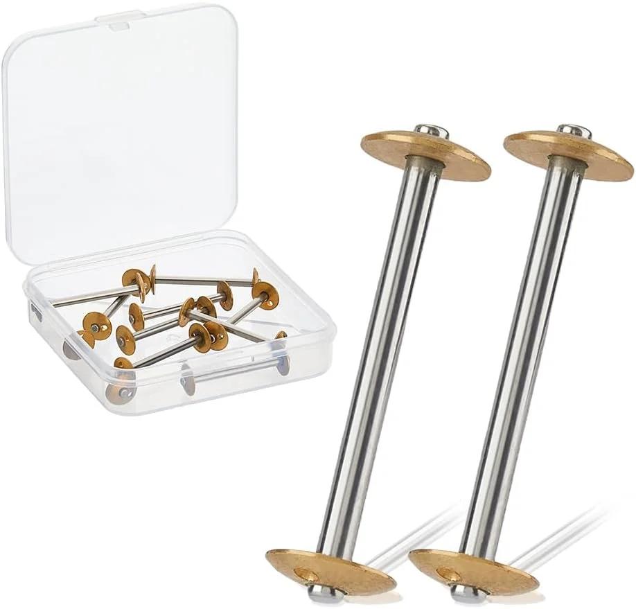 SUPERFINDINGS Pack of 12 Steel Bobbins Fit Long Bobbins Magnetic Bobbin Holder Sewing Machine Bobbins Accessories Suitable for Sewing Tools Singer and Many Other Vintage Models (Platinum & Gold)