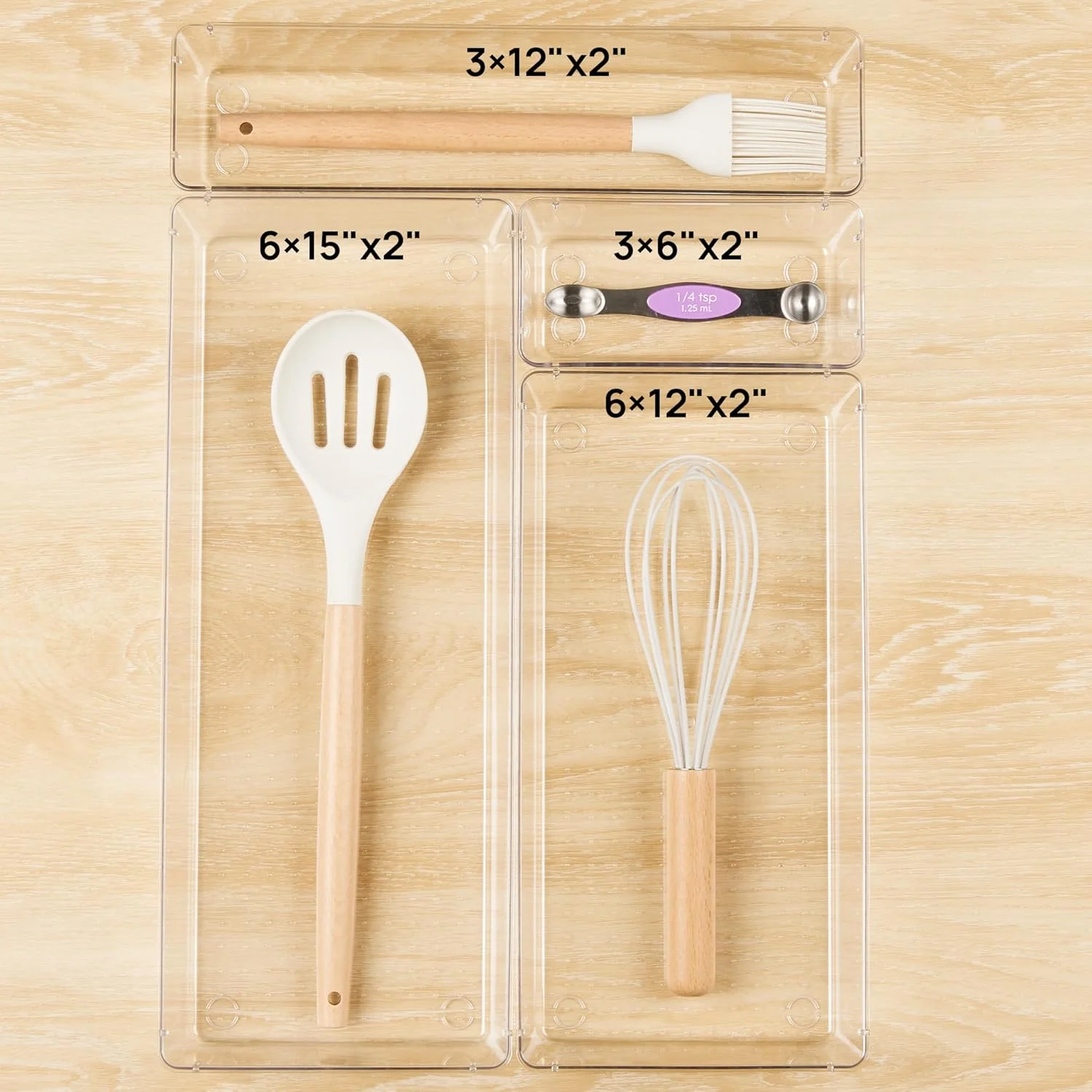 Vtopmart ست 7 عددی نظم دهنده کشو آشپزخانه، سینی نظم دهنده ظروف پلاستیکی شفاف در 4 سایز، نظم دهنده کارد و چنگال برای کشو، سطل های ذخیره سازی برای لوازم آرایش، حمام Vtopmart ست 7 عددی نظم دهنده کشو آشپزخانه، سینی نظم دهنده ظروف پلاستیکی شفاف در 4 سایز، نظم دهنده کارد و چنگال برای کشو، سطل های ذخیره سازی برای لوازم آرایش، حمام