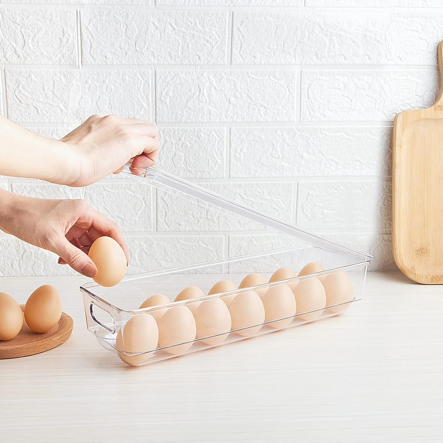 مجموعه 8 عددی نظم دهنده یخچال Vtopmart، سطل های سازمان دهنده یخچال با دستگیره، سطل های سازمان دهنده شفاف فریزر، ظروف نگهداری یخچال بدون BPA برای یخچال، فریزر، کابینت، آشپزخانه، انبار